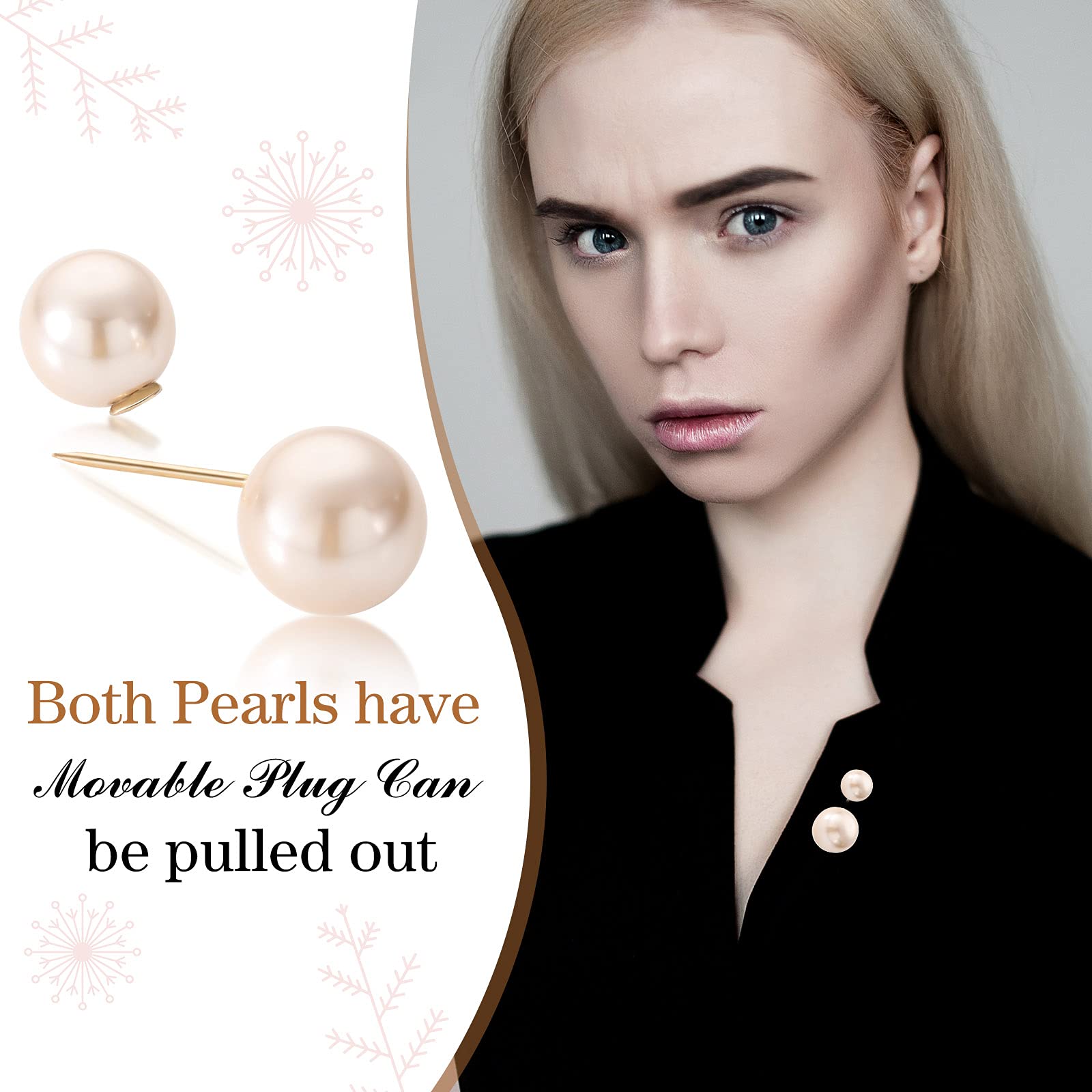 WILLBOND 6-Piece Artificial Pearl Brooch Pins - Elegant Anti-Exposure Neckline Safety Pins & Sweater Shawl Clips for Women - Perfect for Weddings, Parties & Formal Events (2 Stylish Designs)