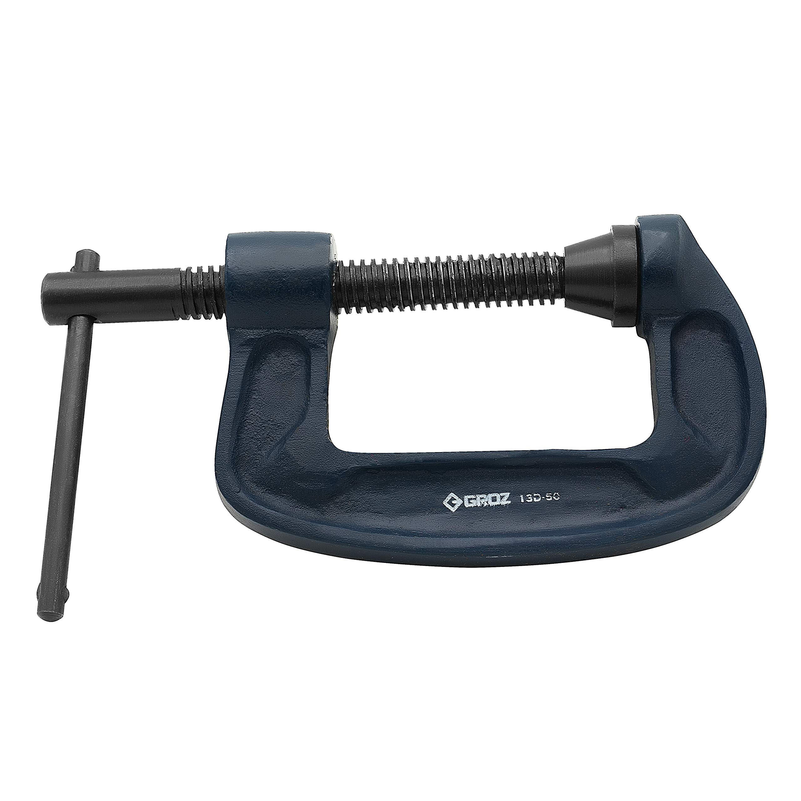 Groz 35807 2 Inch Heavy Duty Ductile Iron C-Clamp - Perfect for Woodworking, Metalworking, and DIY Projects