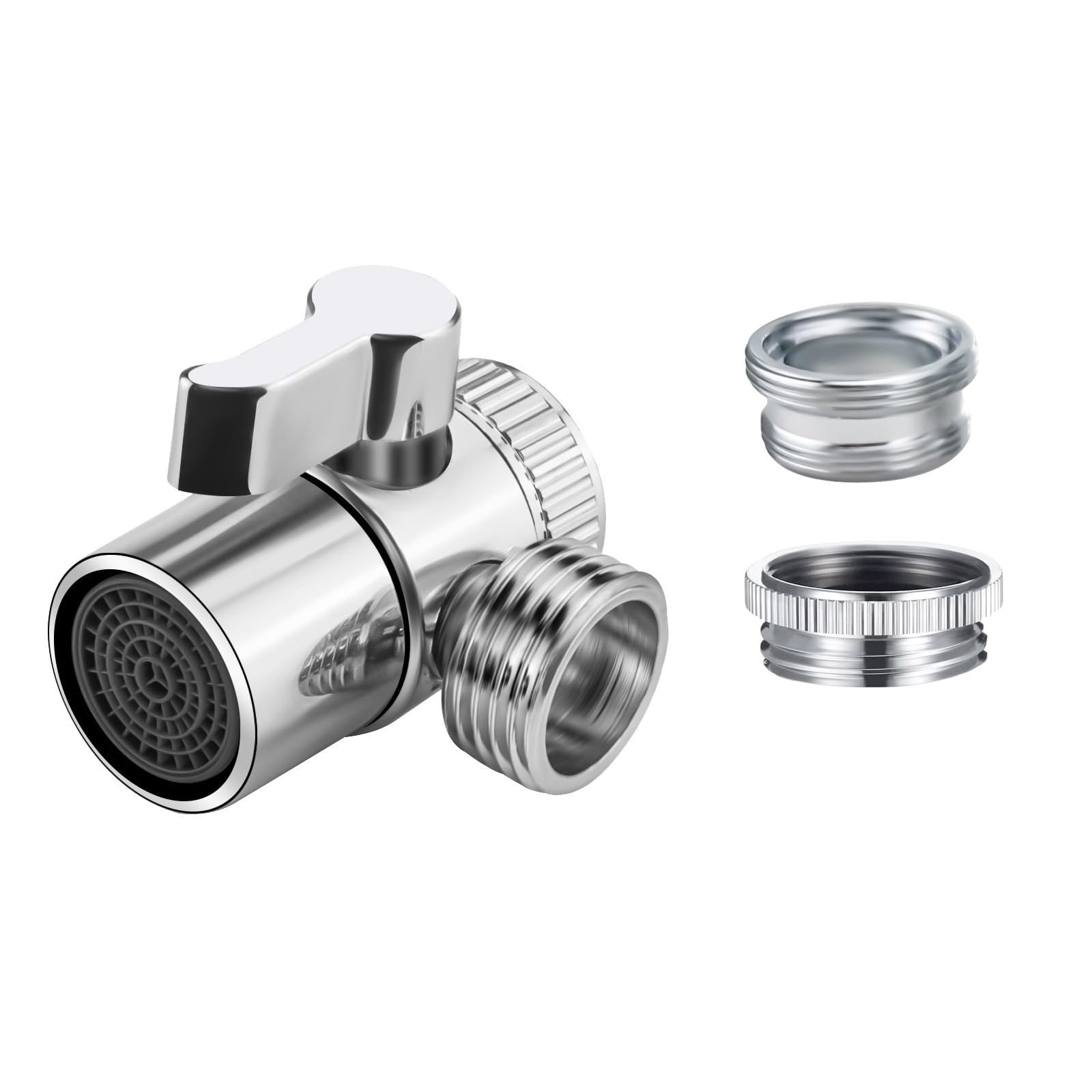 Premium Brass Faucet Diverter Valve with Aerator - Sink Splitter for Shower Hose, Garden Hose & Portable Washing Machine - Includes M22/M24/G1/2