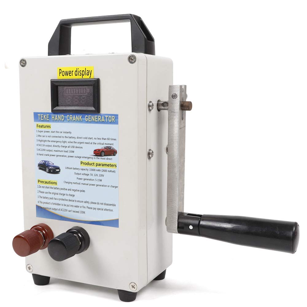 150W Emergency Hand Crank Generator - Portable Manual Dynamo Power Supply with USB & Vehicle Charging | Perfect for Outdoor Camping, Emergency Power Backup & Off-Grid Survival