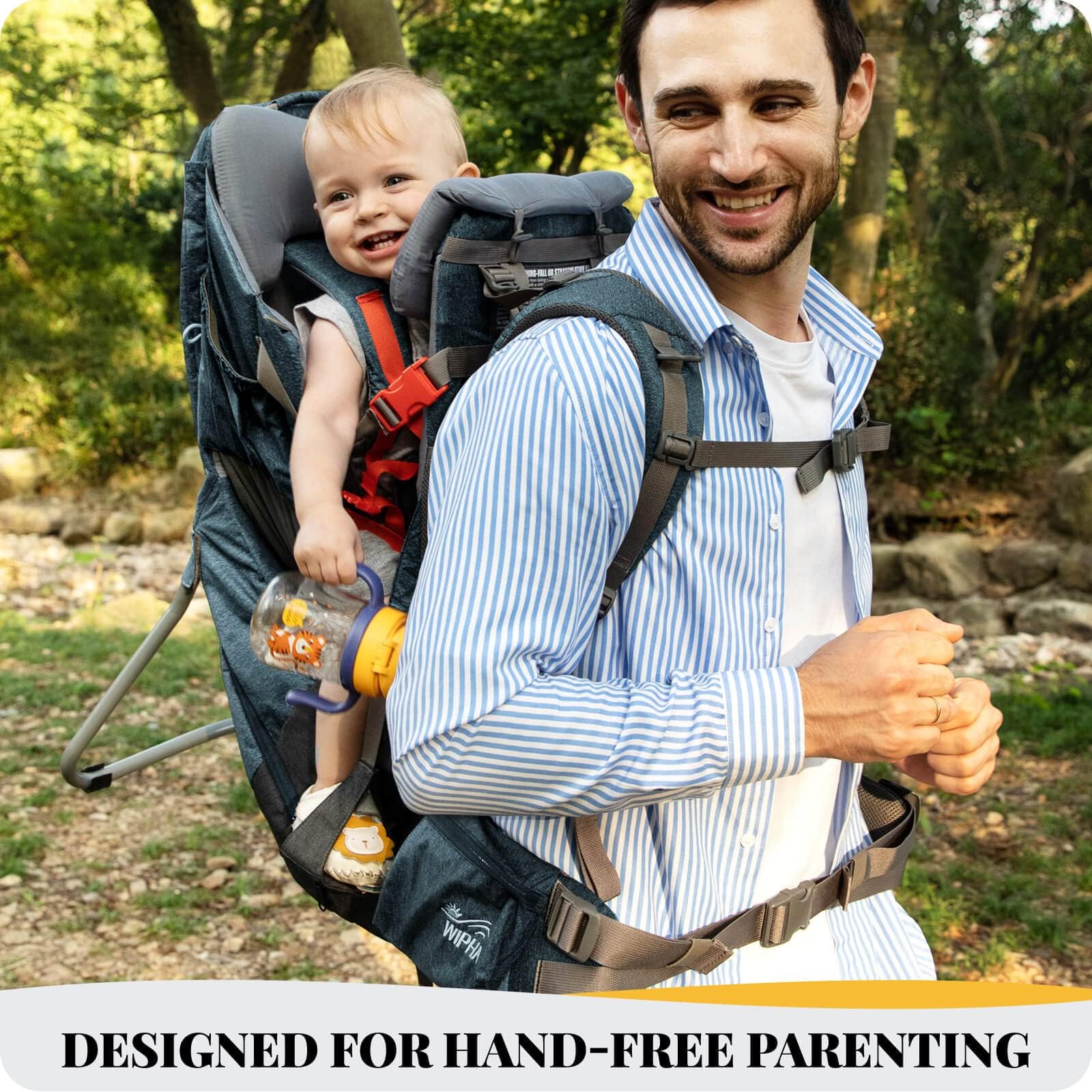 WIPHA Upgraded Ergonomic Baby Backpack Carrier - Lightweight Hiking Carrier with Safety Seat & Large Capacity for Toddlers - Perfect for Outdoor Adventures, Travel & Daily Use