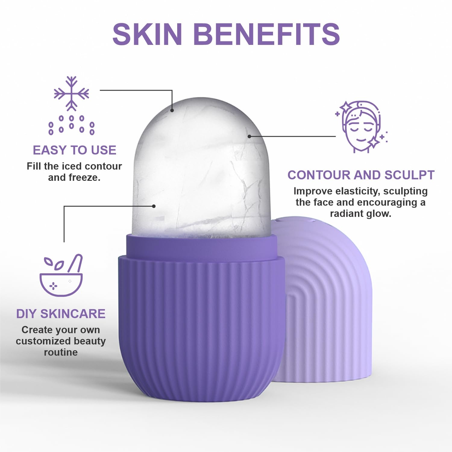 Ruvic Face Ice Roller for Women & Men – Reusable & Unbreakable Ice Cube Massager for Eyes, Neck & Face | Silicone Skin Tightening Roller for Glowing Skin | Perfect for Morning Routine, Puffiness Relief & Post-Workout Recovery