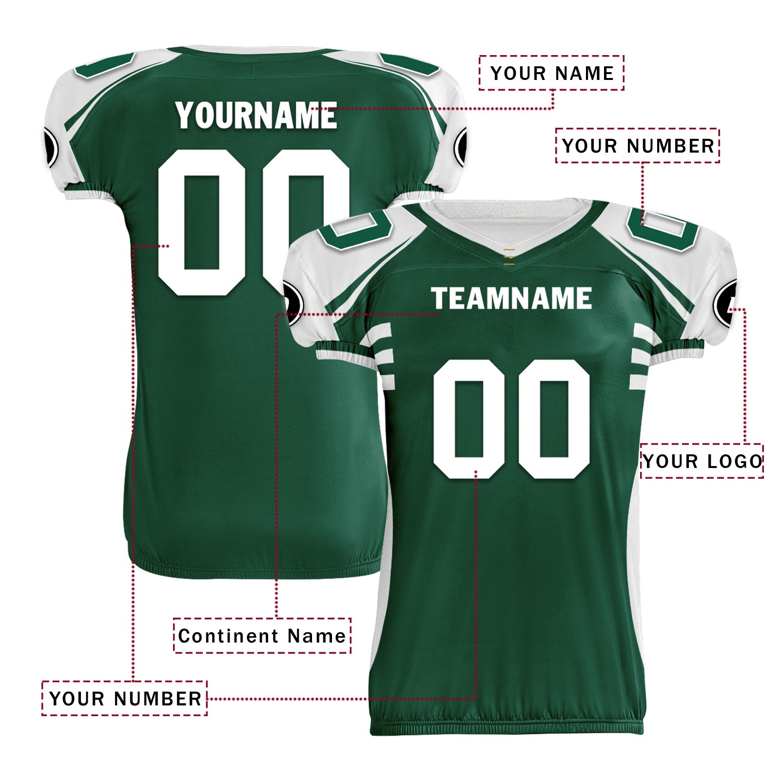 Custom Green & White New York High Performance American Football Jersey FBJ06 D023001 Size 28 - Perfect for Game Day, Team Sports & Fan Apparel