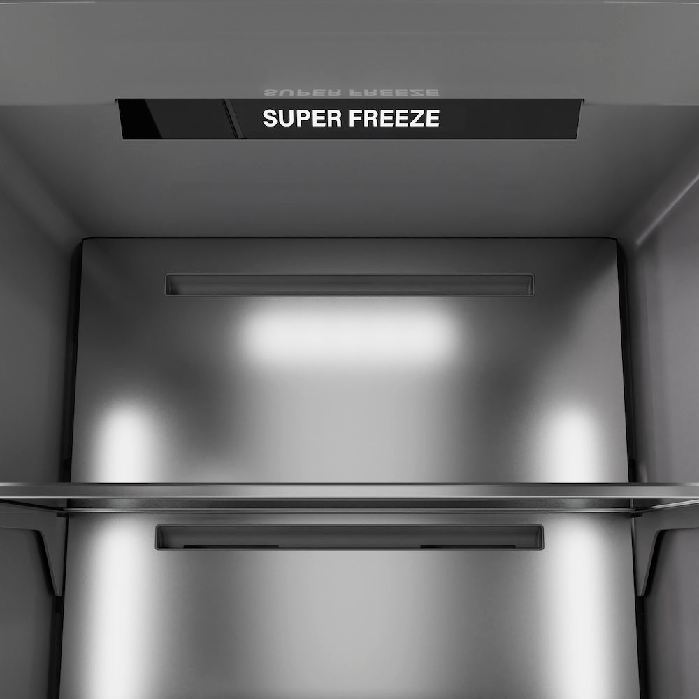 ZLINE Autograph Edition 18 Inch 8.6 cu ft Left Hinge Column Freezer - White Matte Finish with Graphite Gray Interior & Champagne Bronze Accents (RCFVLZ WM 18 CB) - Perfect for Home Kitchen, Basement, Garage or Commercial Use