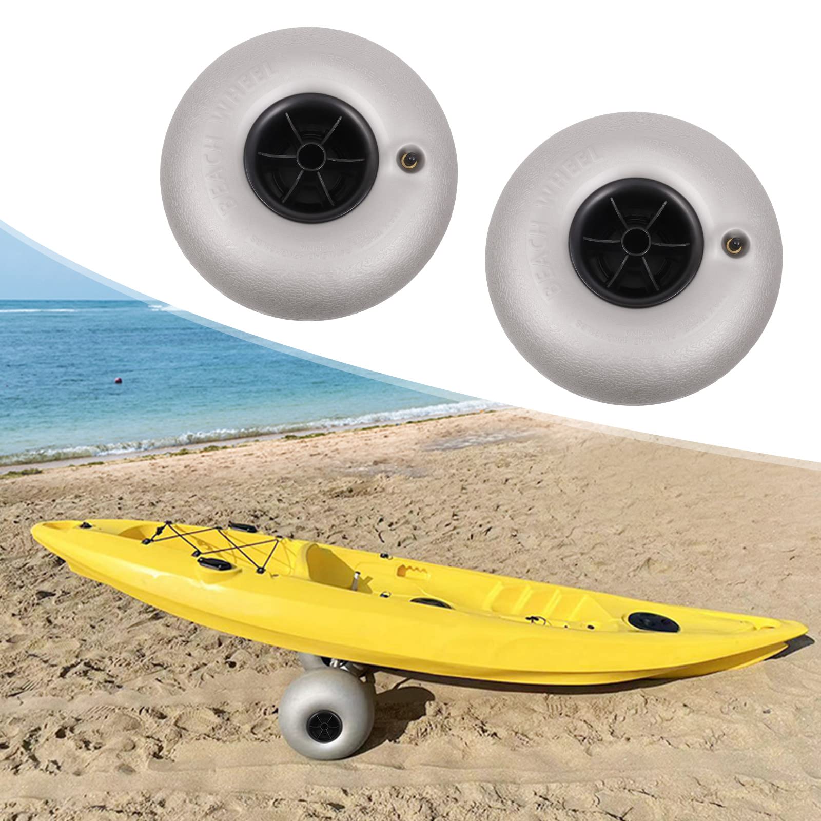 2-Pack Balloon Wheels - Heavy Duty Sand & Beach Cart Tires Replacement for Kayak Dolly, Canoe Cart, Utility Wagon - Perfect for Beach Trips, Camping Gear Transport & Outdoor Adventures