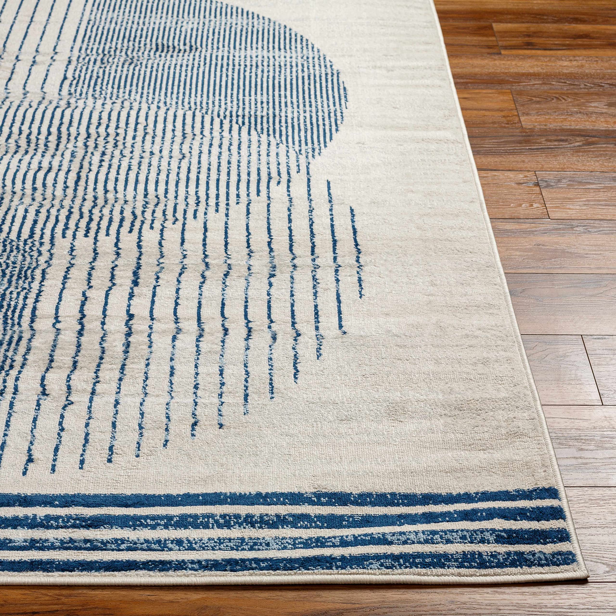 Hauteloom Usra Modern Area Rug 2' x 3' - Blue, Gray & Silver - Soft Non-Slip Living Room & Bedroom Rug for Home Decor - Perfect for Cozy Spaces, Dorm Rooms & Office