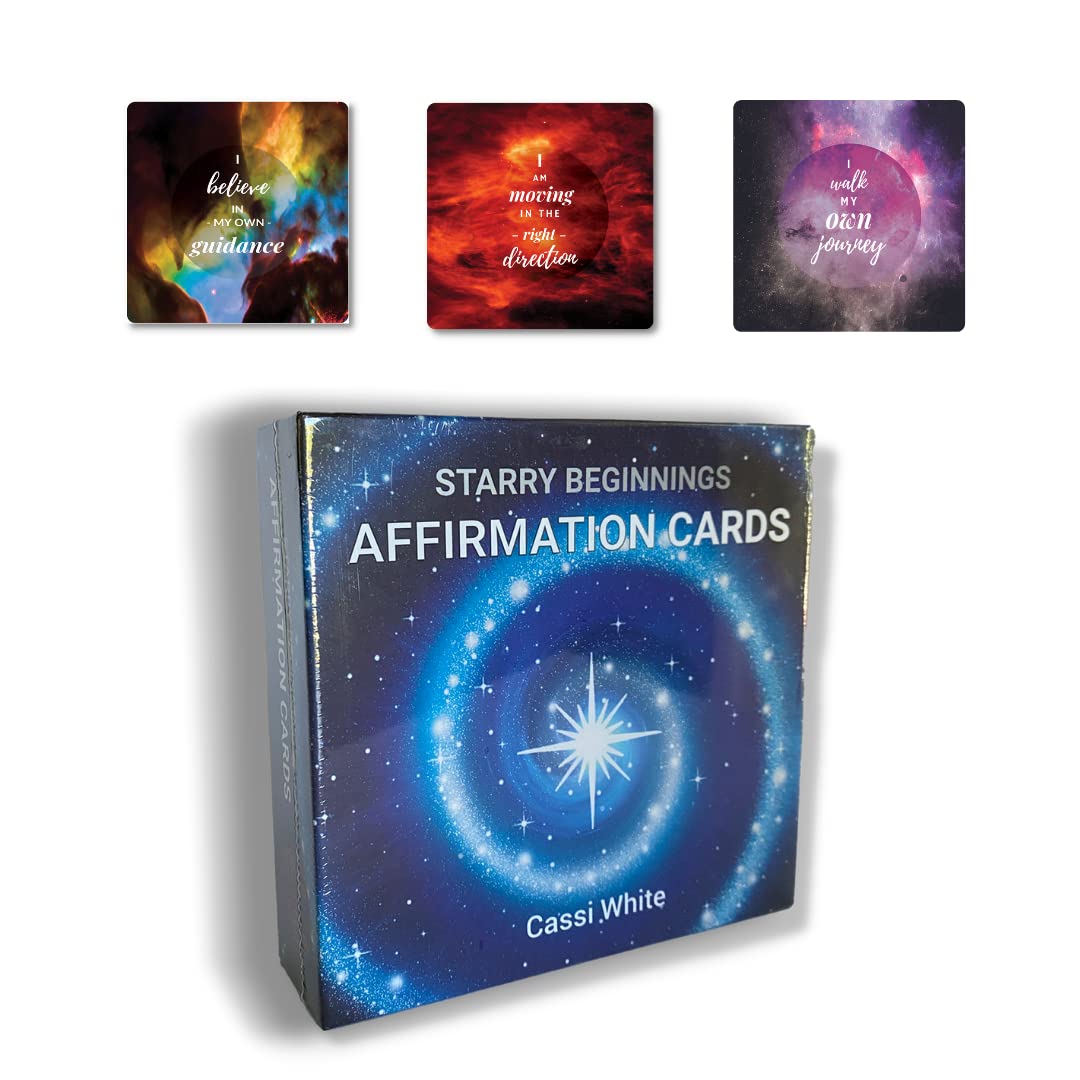 Starry Beginnings Oracle Affirmation Cards - 60 Daily Positive Motivation Cards for Inspiration, Manifestation & Mindfulness | Meditation & Self-Care Accessories | Perfect Spiritual Gift for Men & Women | Use for Yoga, Journaling & Mindfulness Practices