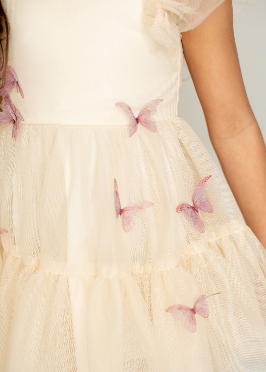Lyrah Dress in Ecru - Elegant Women's Summer Midi Dress for Casual Wear, Beach Outings & Special Occasions
