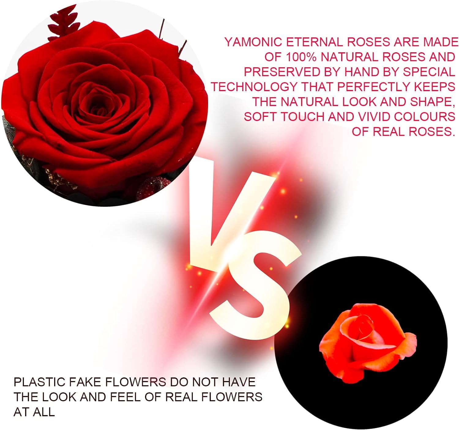 Yamonic Angel Figurine with Real Preserved Rose - Unique Birthday Gift for Mom, Grandma, Wife | Mother's Day, Christmas, Anniversary Present | Home Decor, Table Centerpiece, Keepsake (Red)