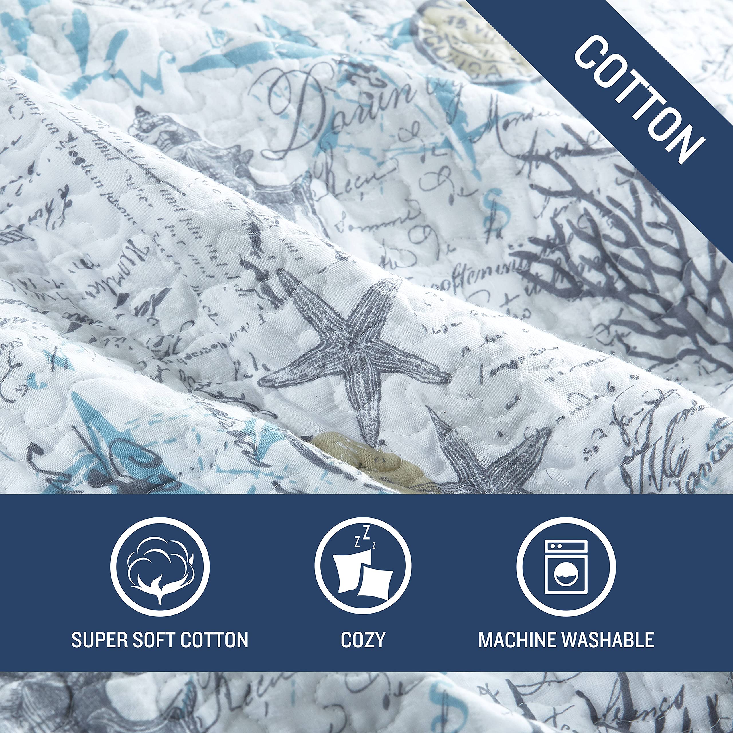 Tommy Bahama Reversible Queen Quilt Set - 100% Cotton Beach Themed Bedding with Matching Shams, All-Season Comfort in Beach Bliss Grey | Perfect for Coastal Bedrooms, Guest Rooms & Vacation Homes