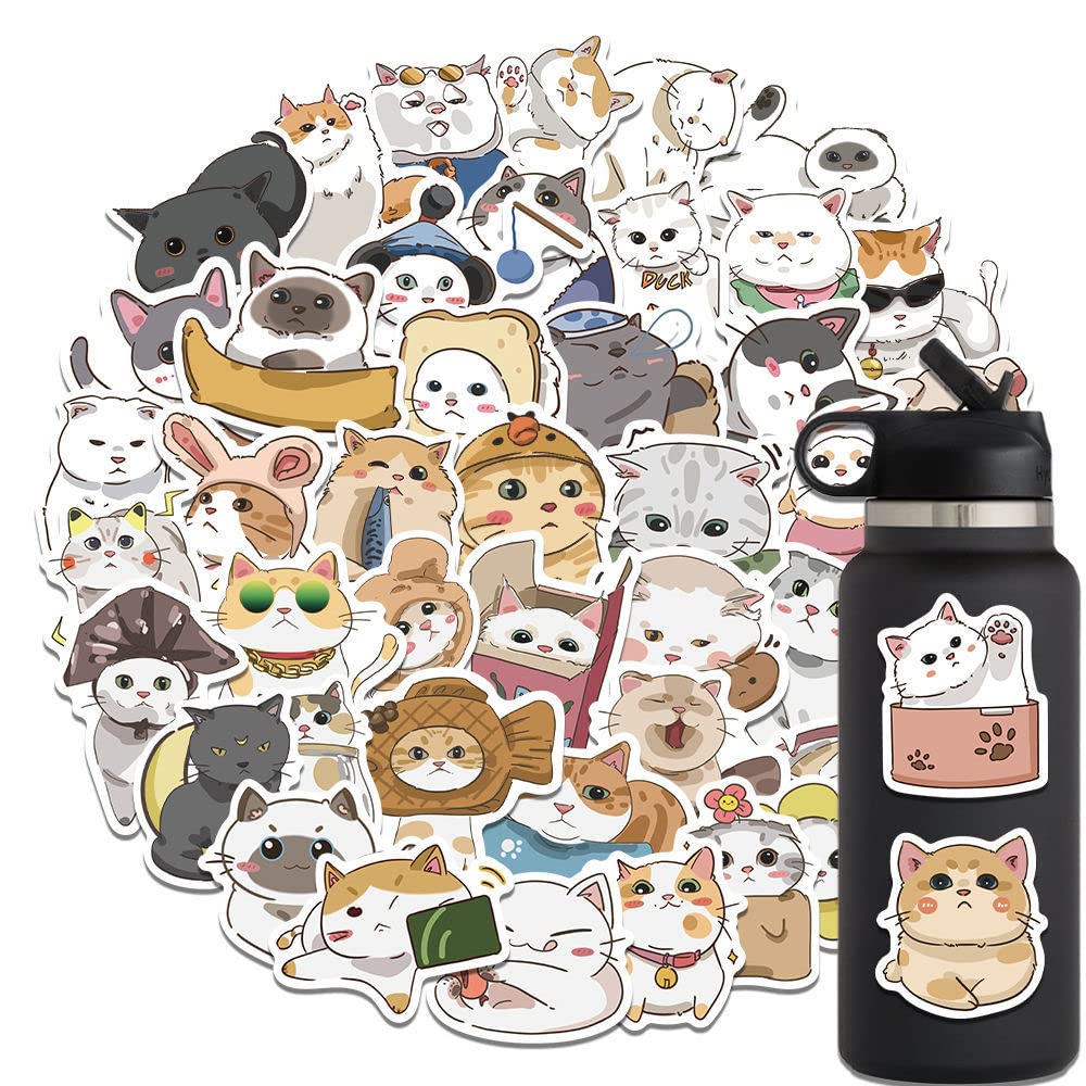 62 PCS Cute Cat Stickers - Reusable Waterproof Vinyl Decals for Laptops, Luggage, Skateboards & More | Perfect for DIY Crafts, Scrapbooking & Personalizing Devices