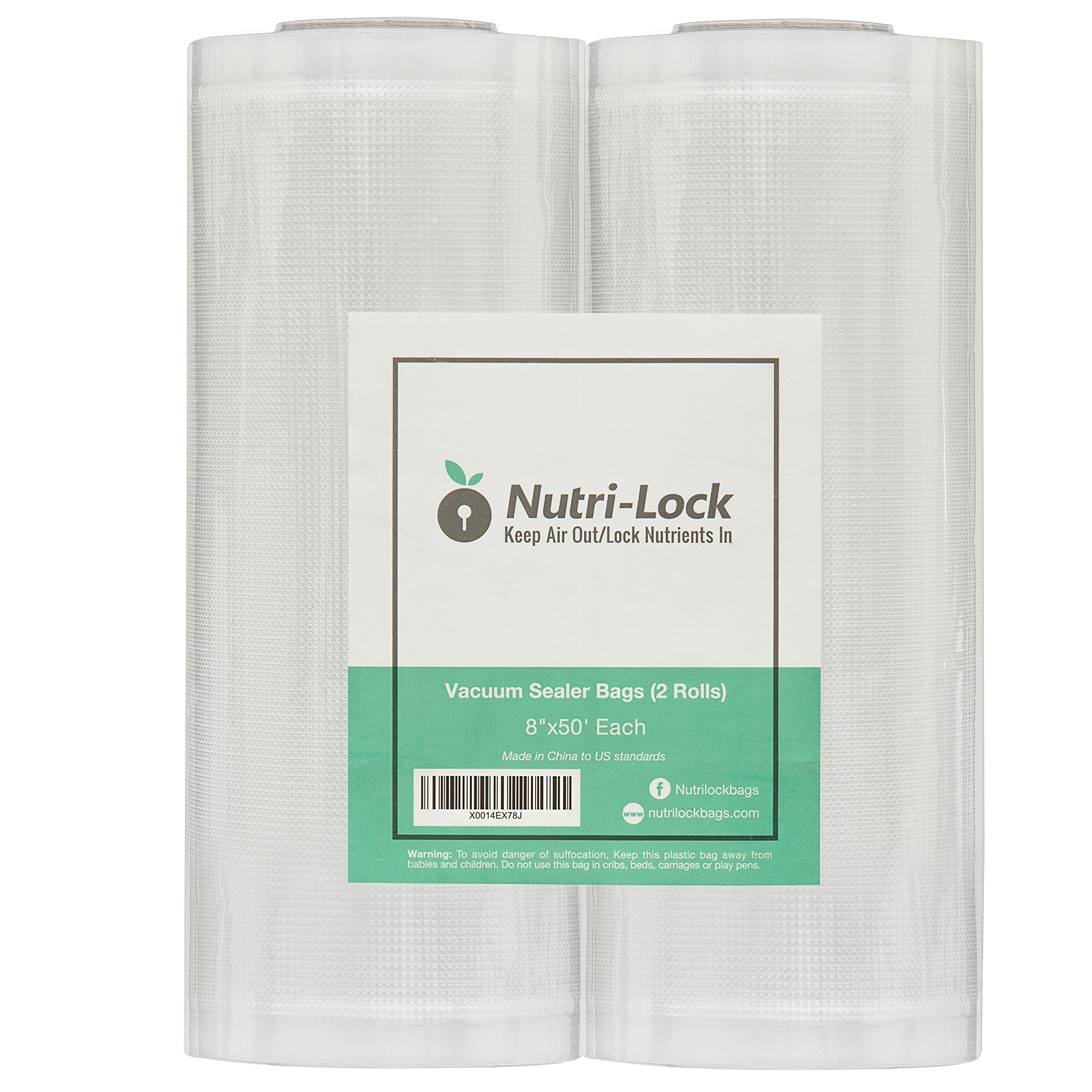 BPA-Free Vacuum Sealer Bags - 2 Rolls (8