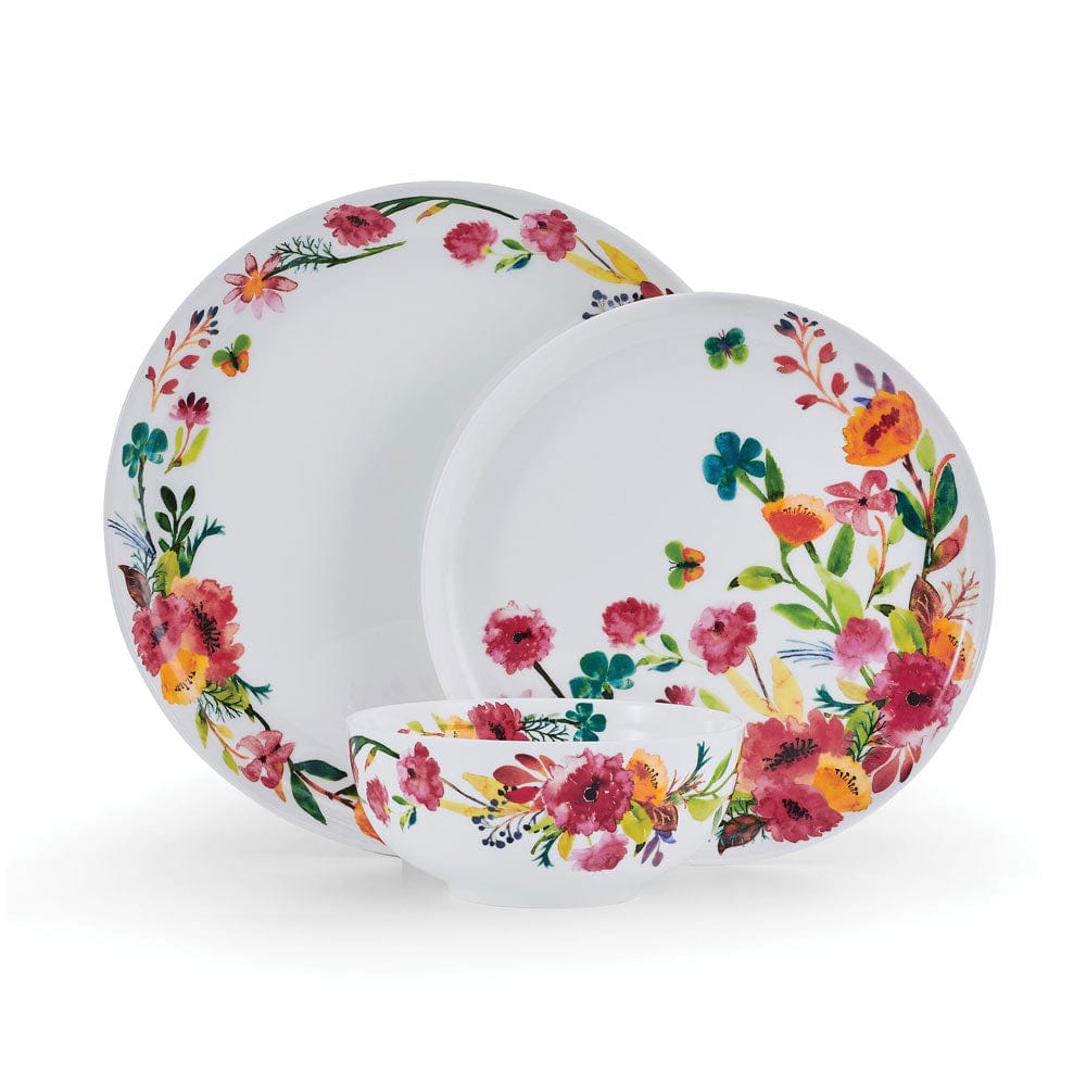 Karina 12-Piece Dinnerware Set - Porcelain Plates, Bowls & Mugs for 4 People - Elegant Dinnerware for Family Meals, Dinner Parties & Everyday Use