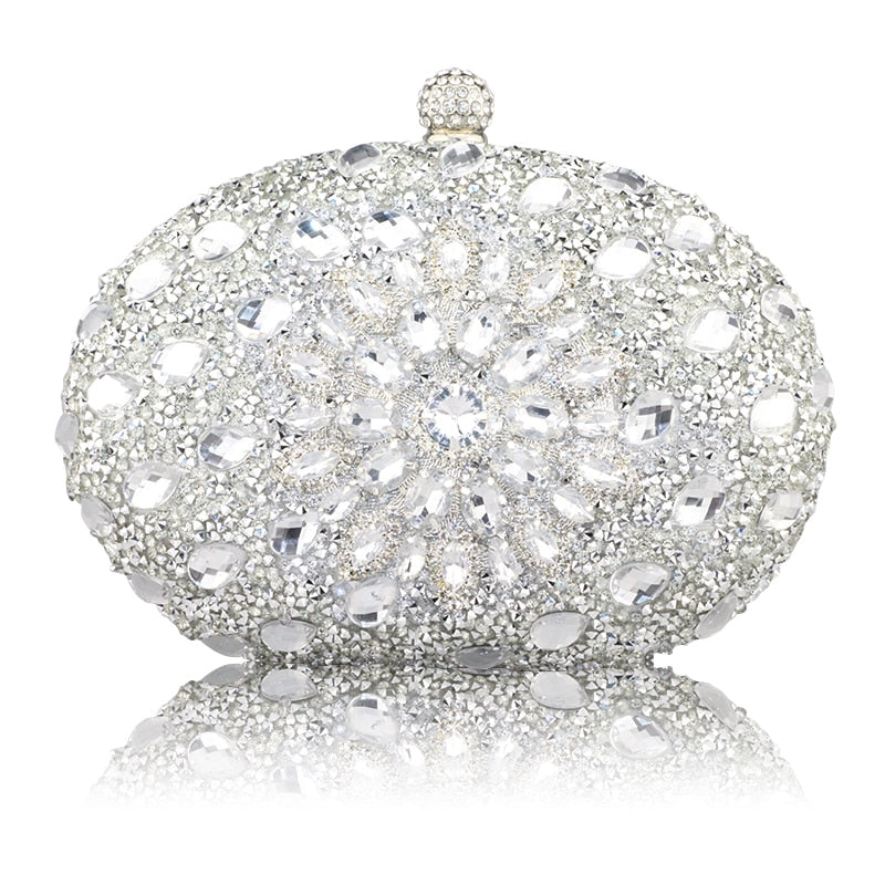 Elegant Silver Diamond Wedding Clutch Bag for Women - Perfect for Bridal Parties, Prom & Evening Events