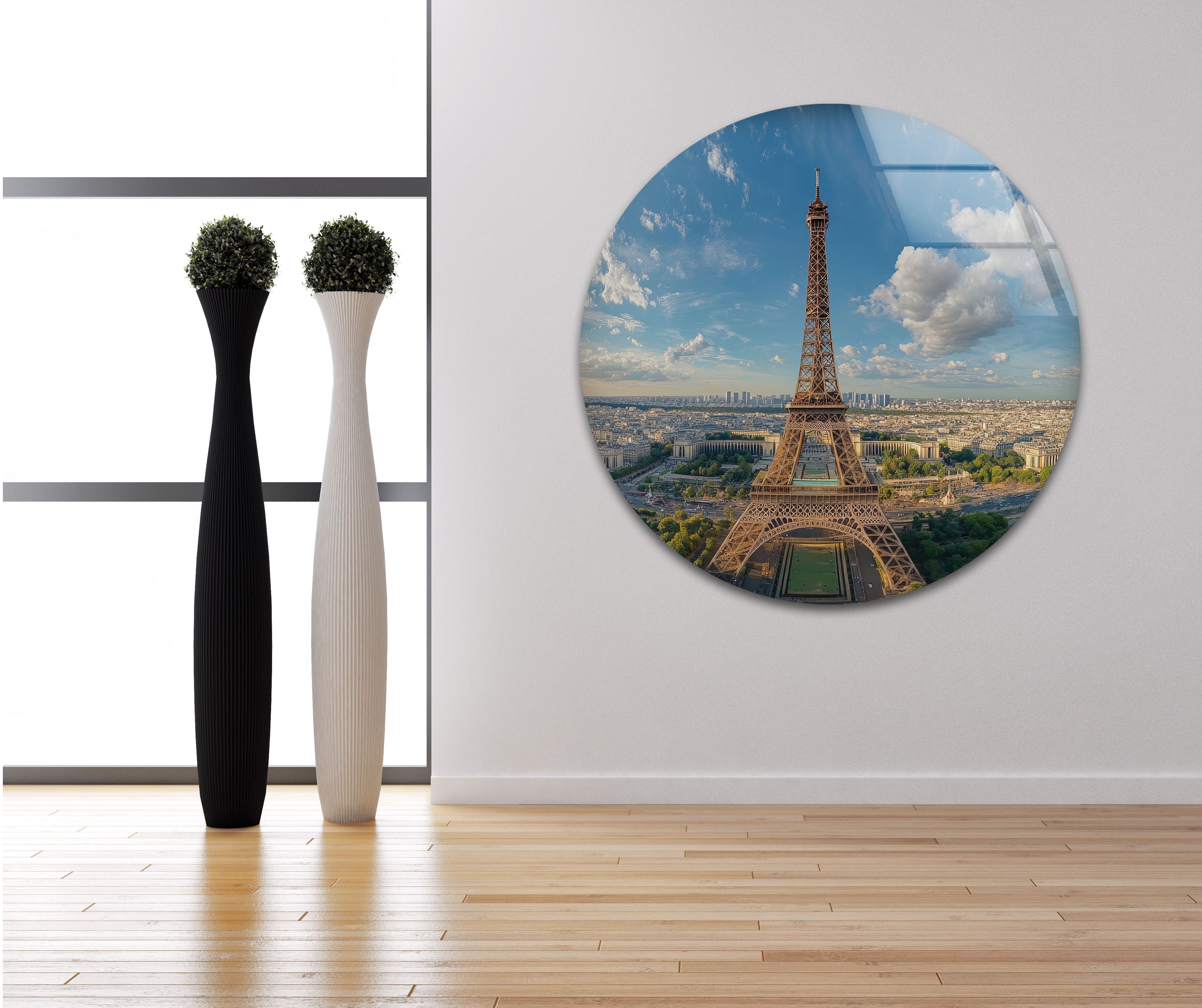 Paris Eiffel Tower Glass Wall Art - Elegant Landscape Decor for Living Room, Bedroom & Office