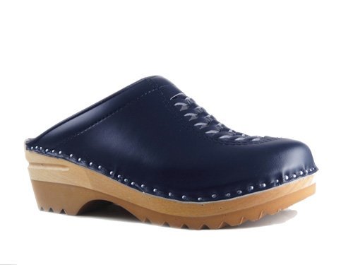 Troentorp Women's Wright Clogs - Comfortable Leather Slip-On Shoes for Women, Navy Blue Size 40 | Perfect for Nurses, Gardeners & Casual Wear