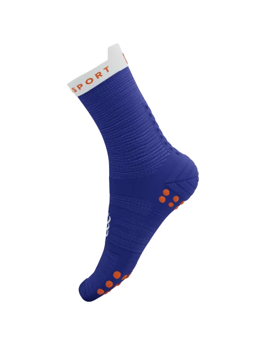 Compressport Pro Racing Socks v4.0 - Unisex High-Performance Running Socks in Dazzling Blue/White - Ideal for Marathon, Triathlon & Athletic Training