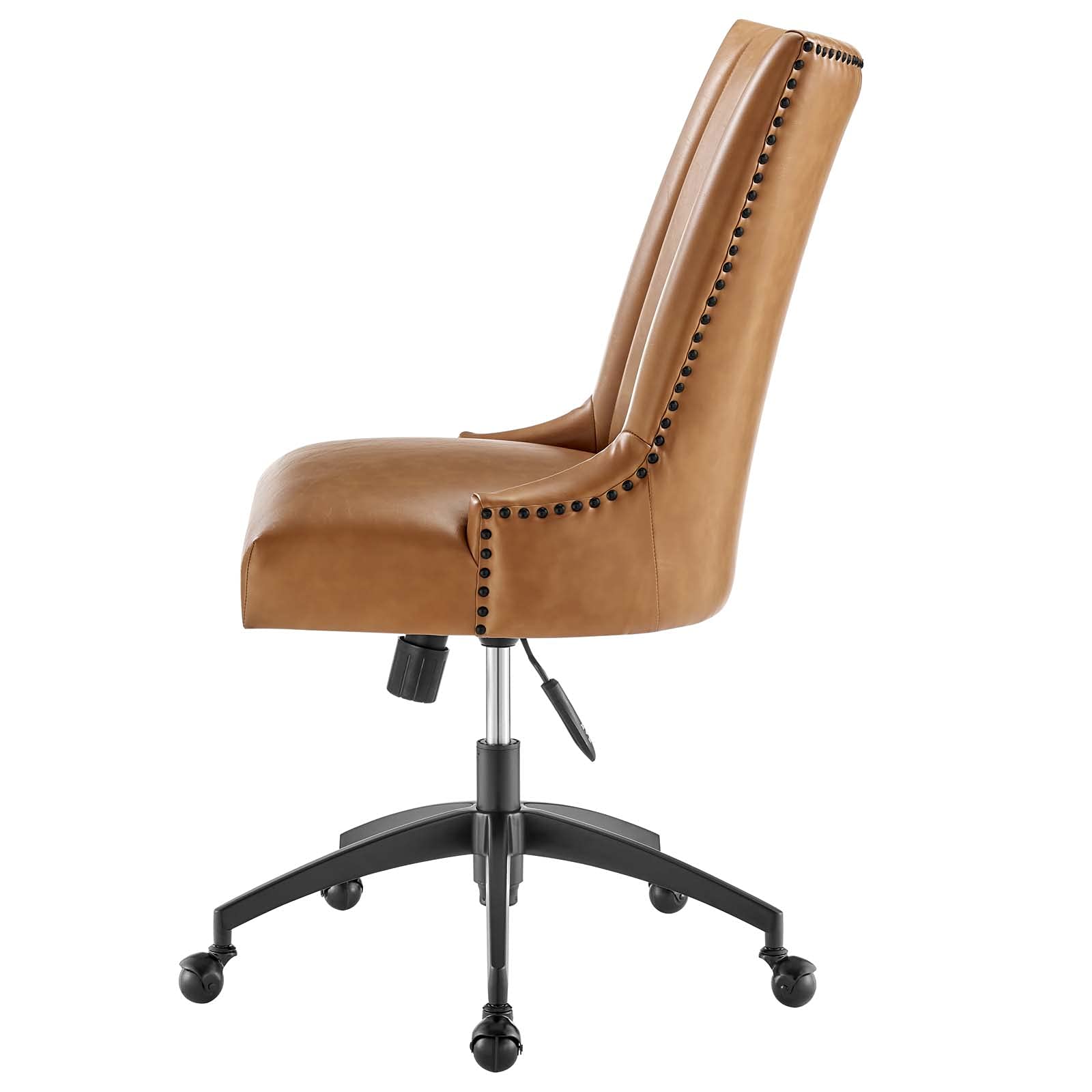 Ergonomic Computer Work Desk Chair - Faux Vegan Leather Office Chair in Black & Tan - Modern Contemporary Home Office Chair for Long Hours Sitting, Gaming & Remote Work
