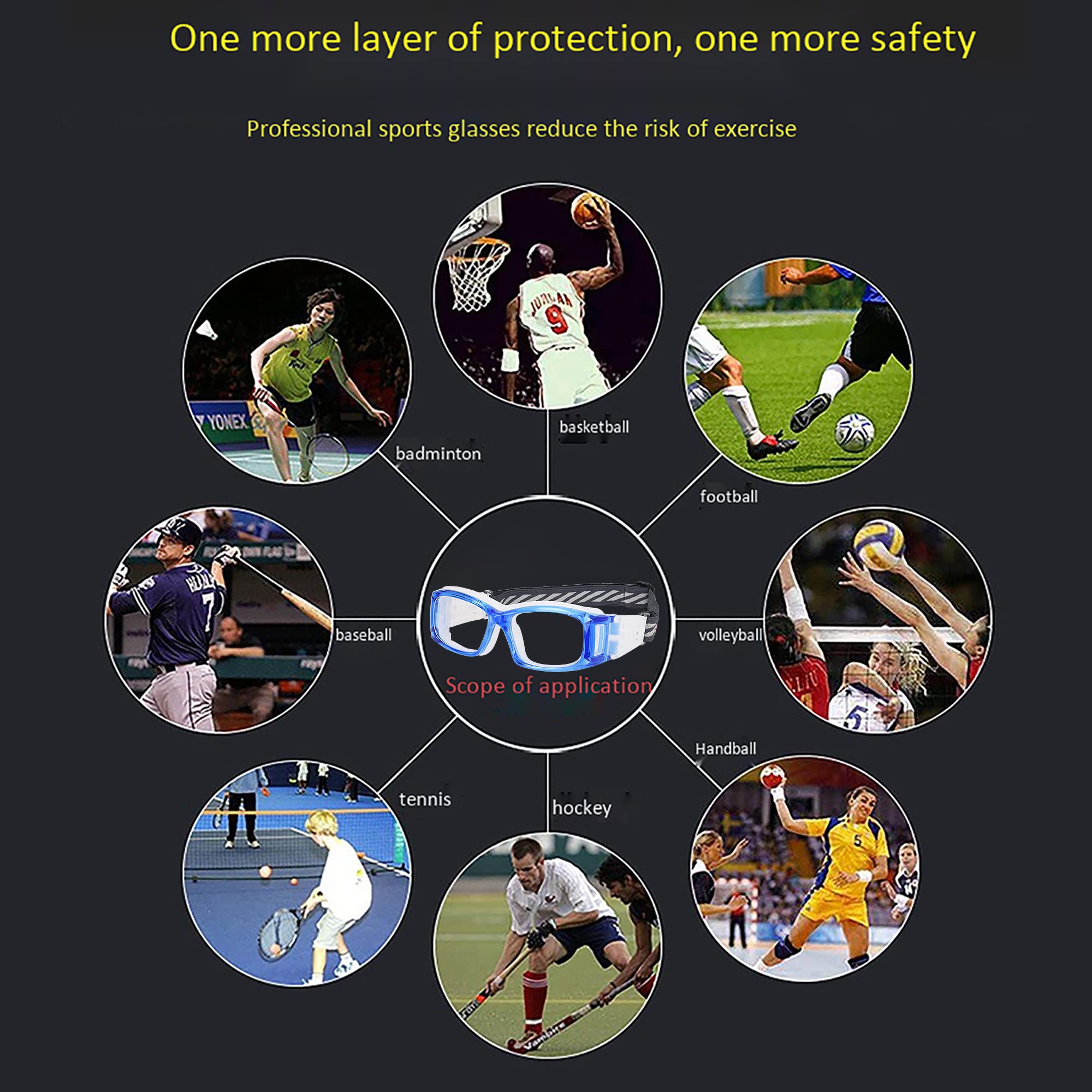 Basketball Sports Goggles for Men - Protective Eyewear & Safety Glasses - Perfect for Indoor/Outdoor Games & Training