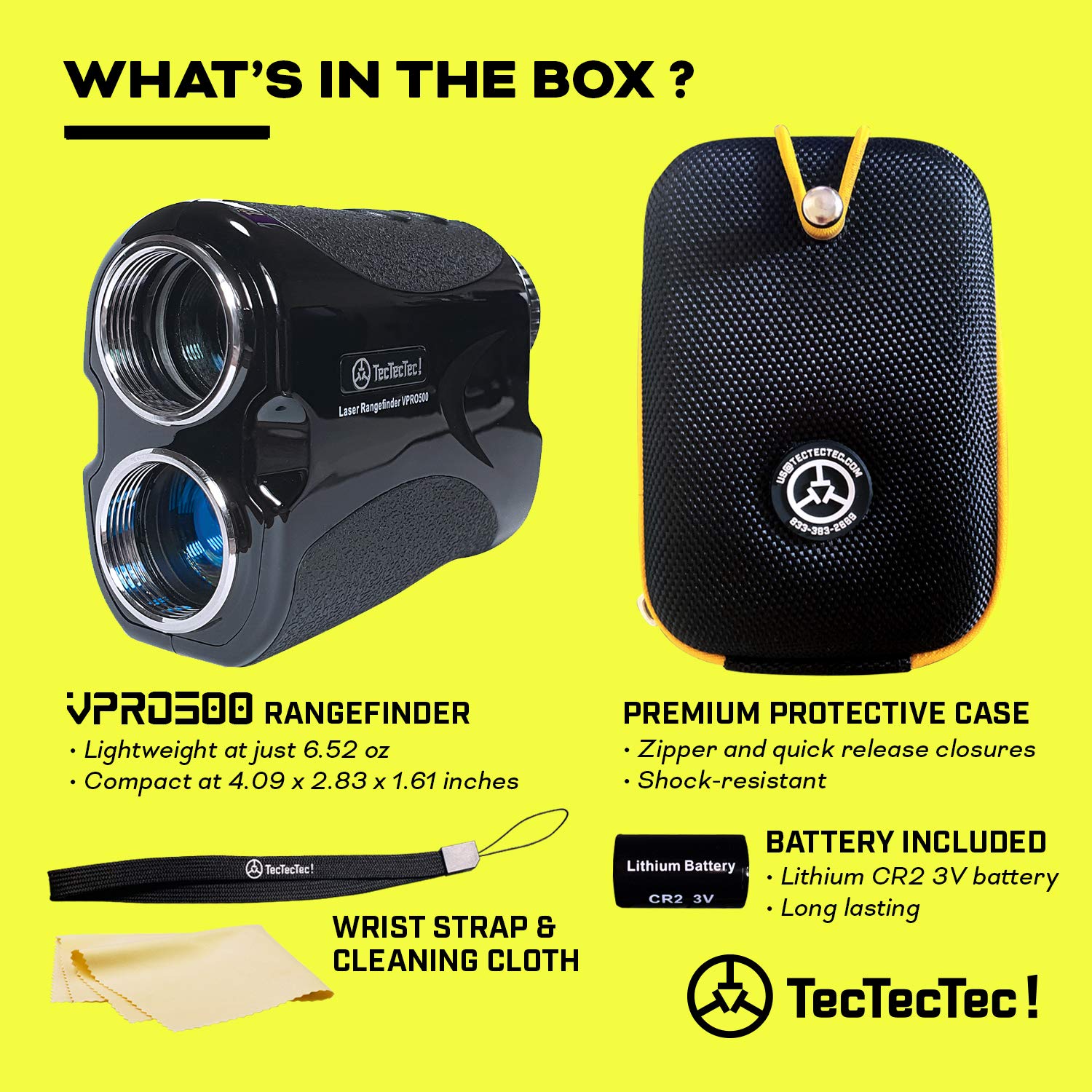 TecTecTec VPRO500 Golf Rangefinder with Slope Technology | 600 Yard Laser Range Finder with Flagseeker & Pin Sensor | Tournament Legal Slope Switch | Waterproof & Battery Included | Perfect for Golfers & Hunters