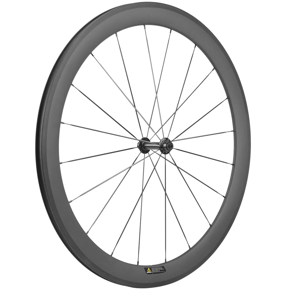 Lightweight Carbon Fiber Road Bike Wheelset - 50mm Deep Section Clincher Wheels - 700c Racing Bike Wheels for Speed & Performance - Perfect for Triathlon, Road Racing & Endurance Cycling