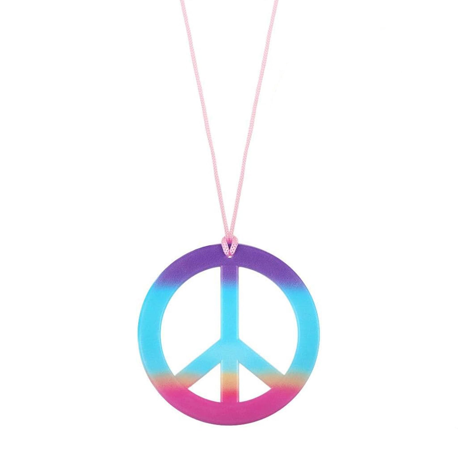 FORUBUS Peace Sign Pendant Necklace - Vintage Hippie Style Jewelry with Distressed Charm & Rope Chain for Women & Men - Perfect for Music Festivals, Boho Outfits & Hippie Fashion