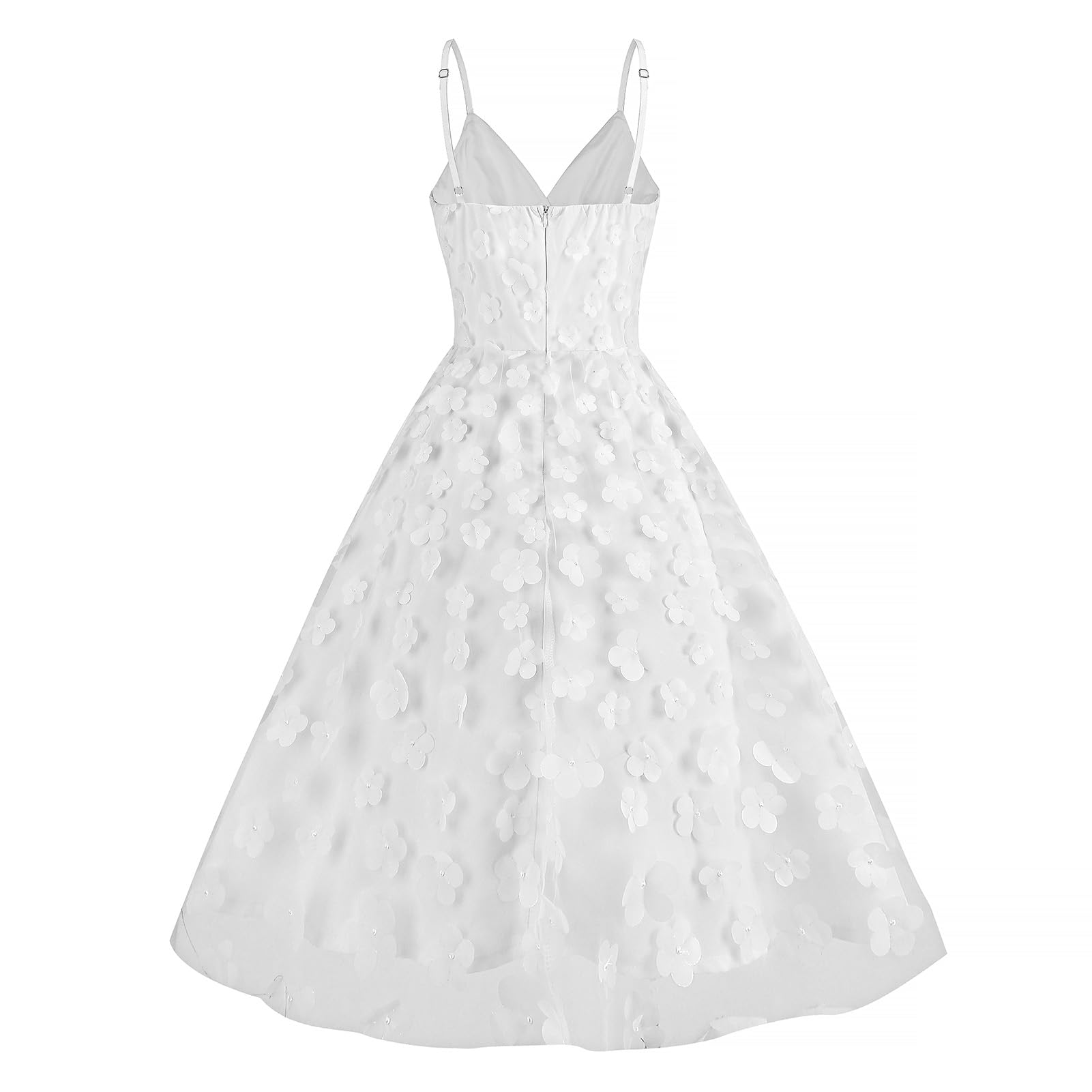 IDOPIP Women's Elegant 3D Butterfly Cocktail Swing Dress - Sleeveless Mesh Summer Dress with Spaghetti Straps for Wedding Guest, Party, Night Out & Special Occasions
