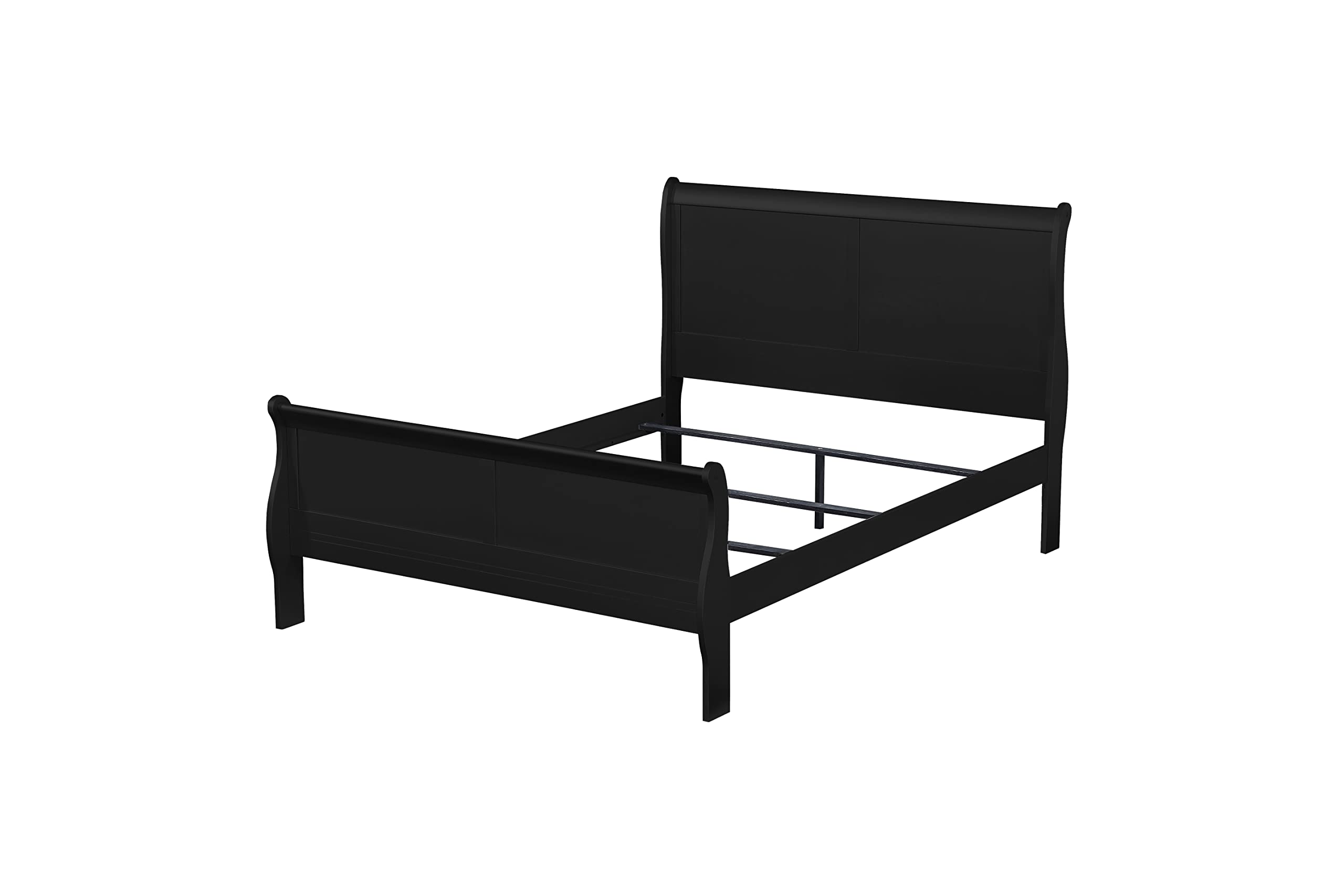 6-Piece Queen Bedroom Set - Black Bed Frame, Dresser, Chest, 2 Nightstands & Mirror | Complete Furniture Suite for Master Bedroom or Guest Room Decor