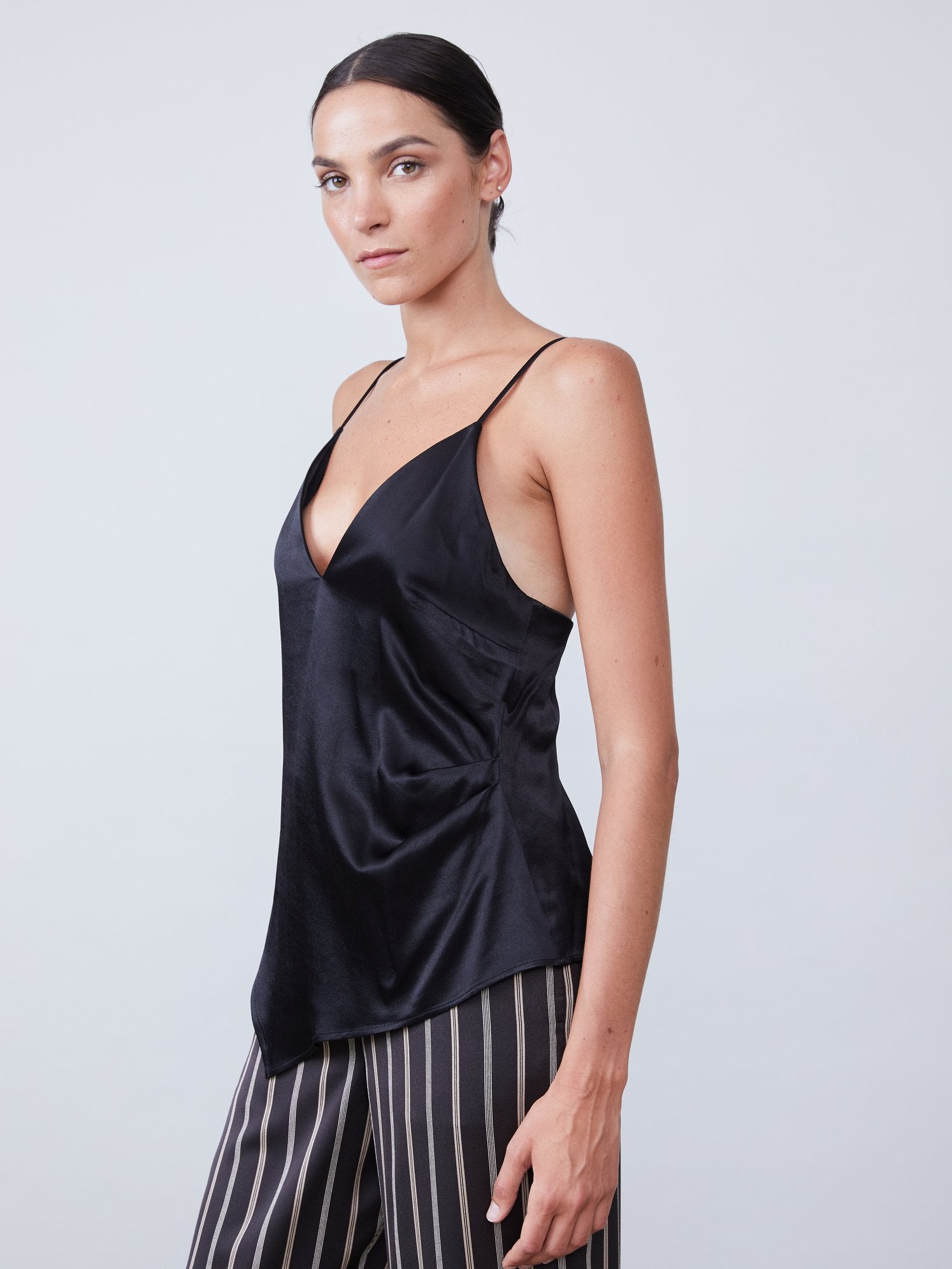Alannah Asymmetrical Cami Top for Women - Sexy Black Sleeveless Tank Top for Night Out, Party & Date Night
