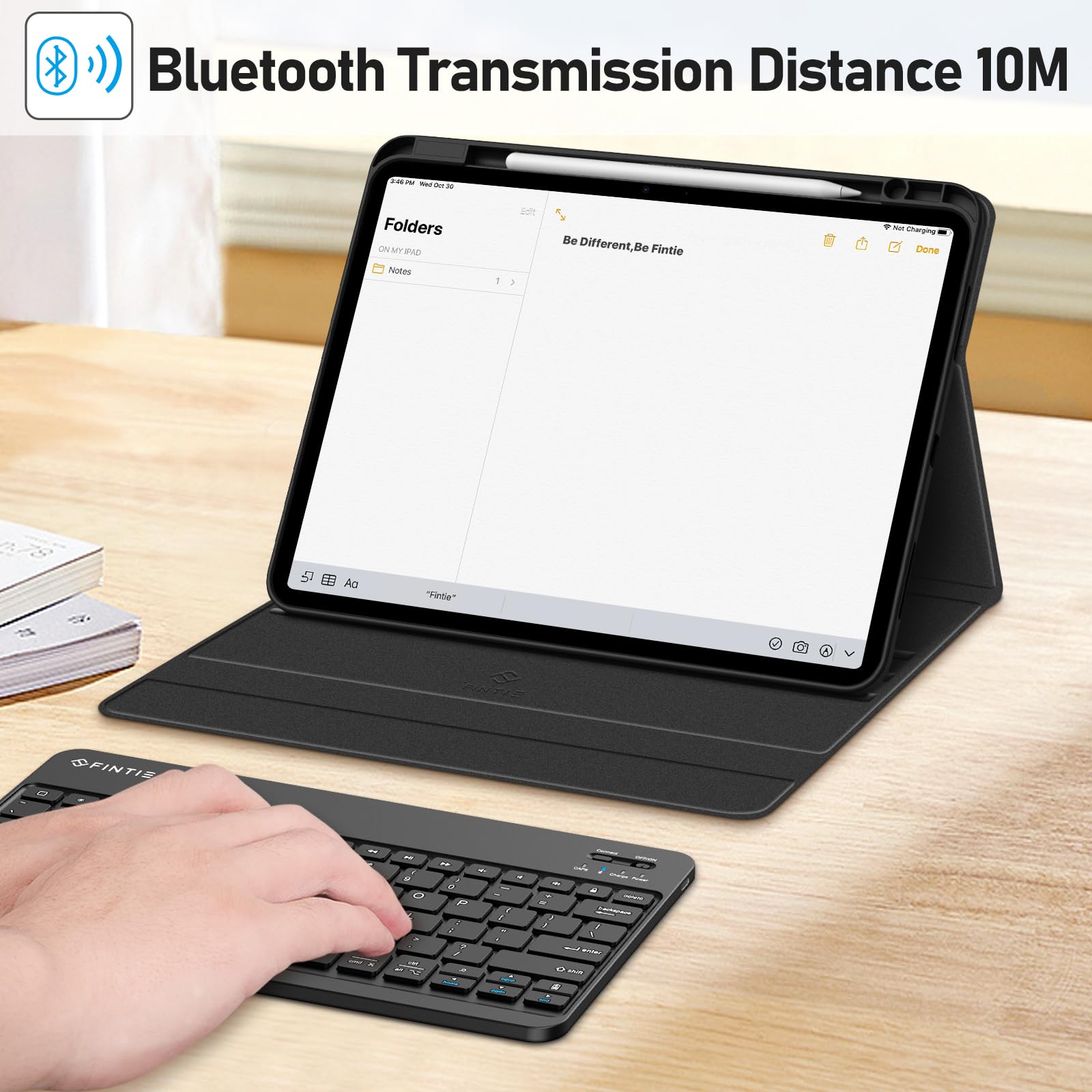 Fintie Bluetooth Keyboard Case for iPad Air 13-inch (M3 2025/M2 2024) - Detachable Backlit Keyboard with Pencil Holder & Soft TPU Protective Cover - Perfect for Work, Study, and Travel (Black)