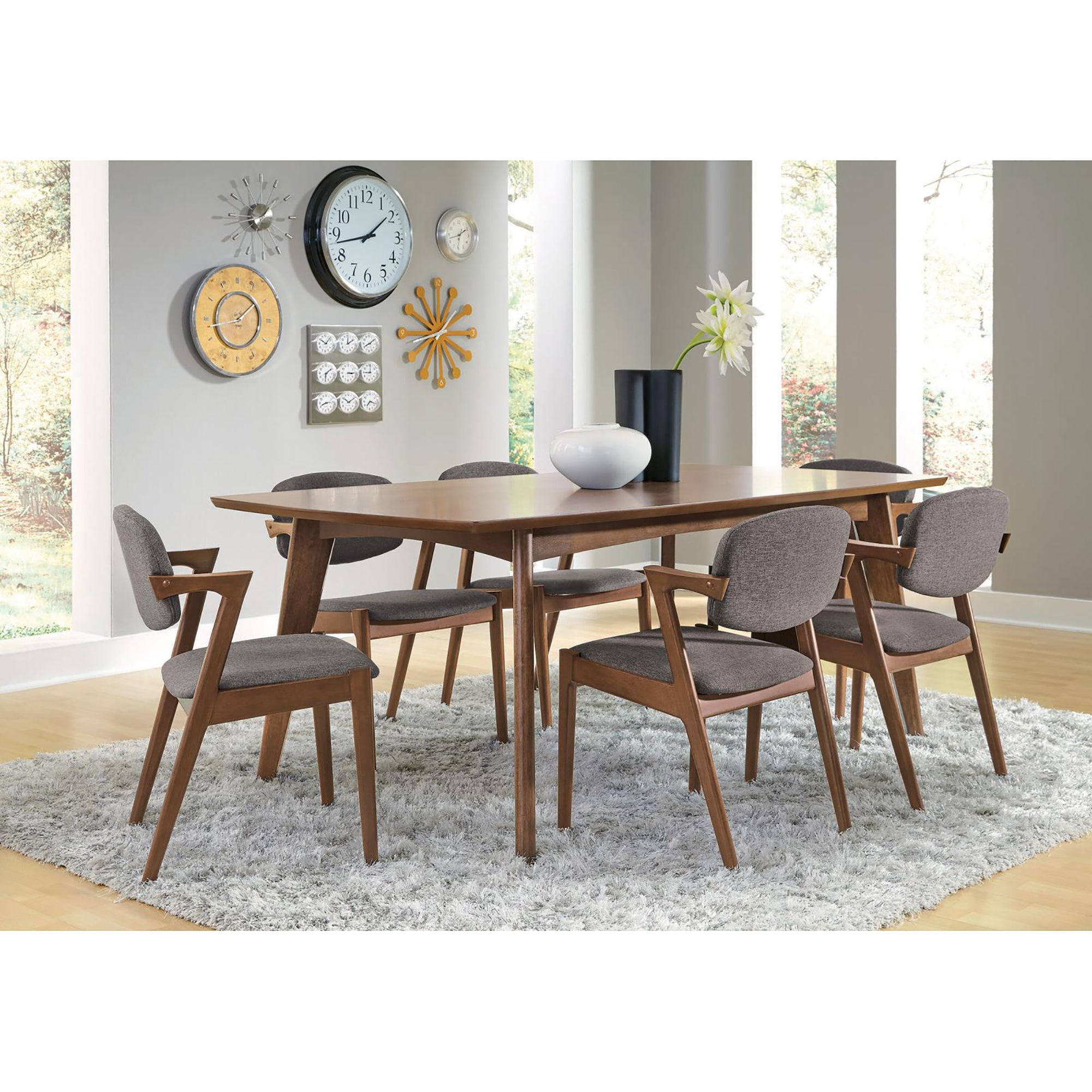 Dark Walnut & Grey Modern Dining Chairs Set of 2 - Solid Wood Accent Chairs for Kitchen, Dining Room, Breakfast Nook & Home Decor