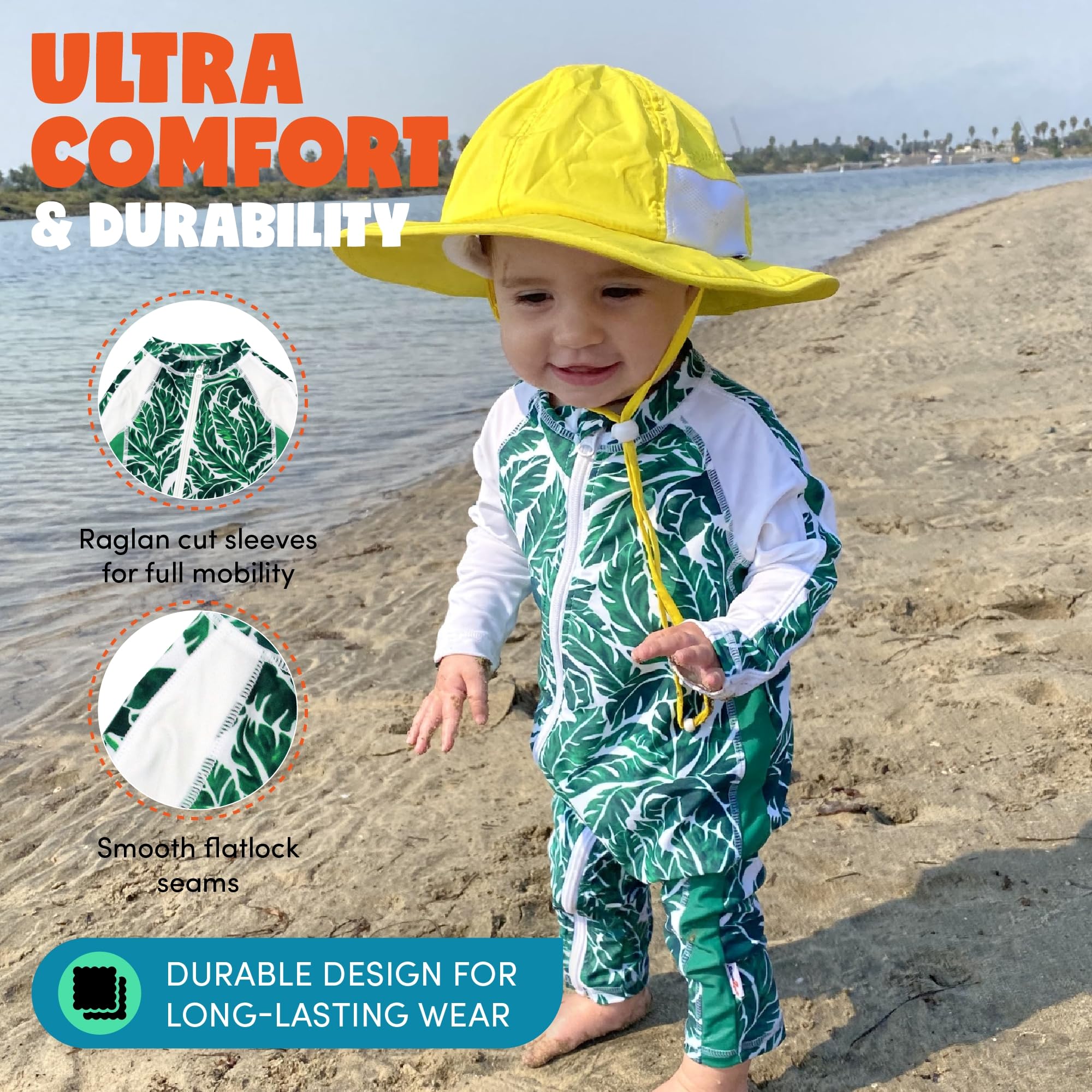 UPF 50+ Boys' Swimsuits - Long Sleeve Rash Guard for Toddlers & Kids - Beach & Pool Protection