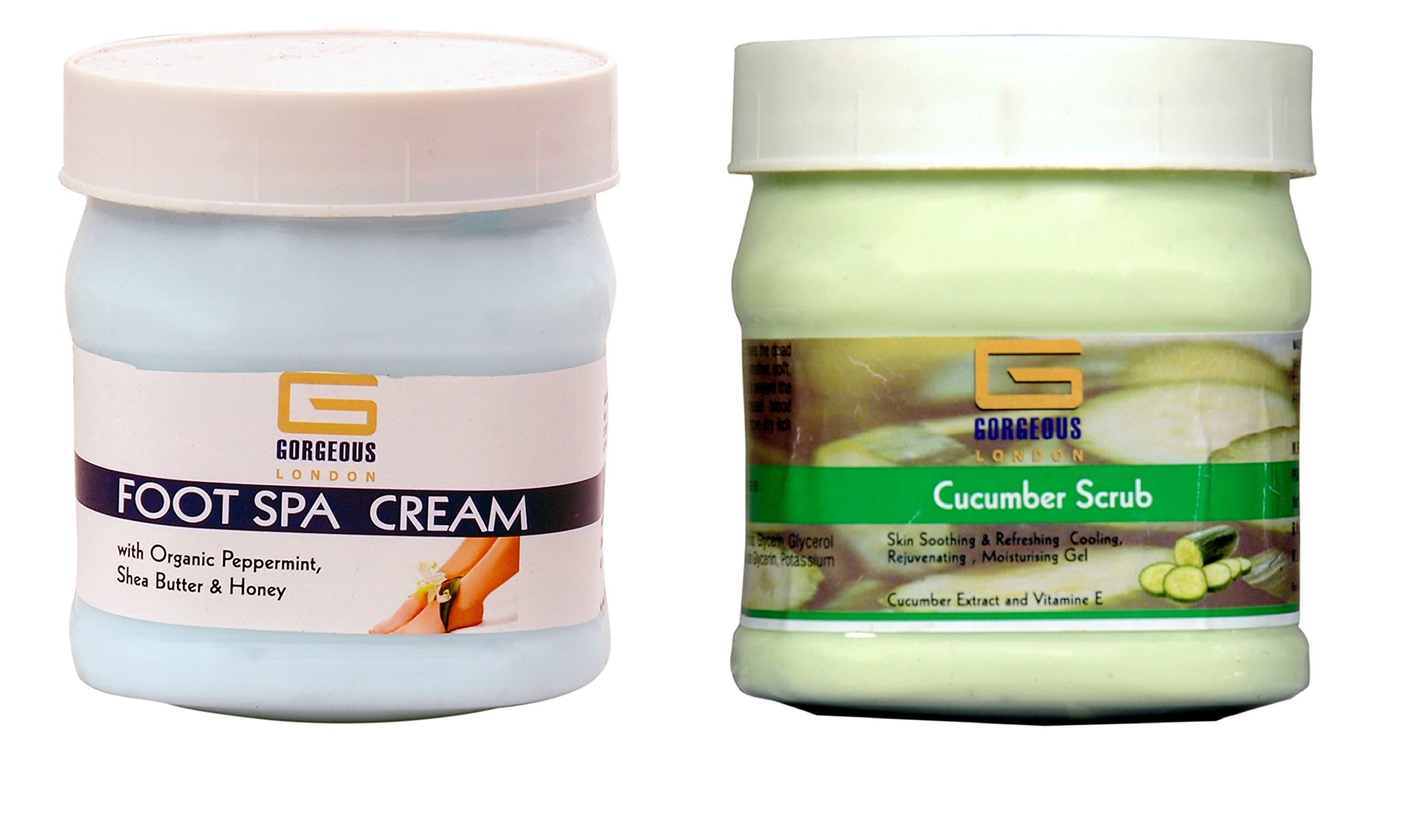 London Foot Spa Cream & Cucumber Scrub Set - 2 Pack (450g Each) | Deep Moisturizing & Exfoliating for Soft Feet | Perfect for Pedicures & At-Home Foot Care