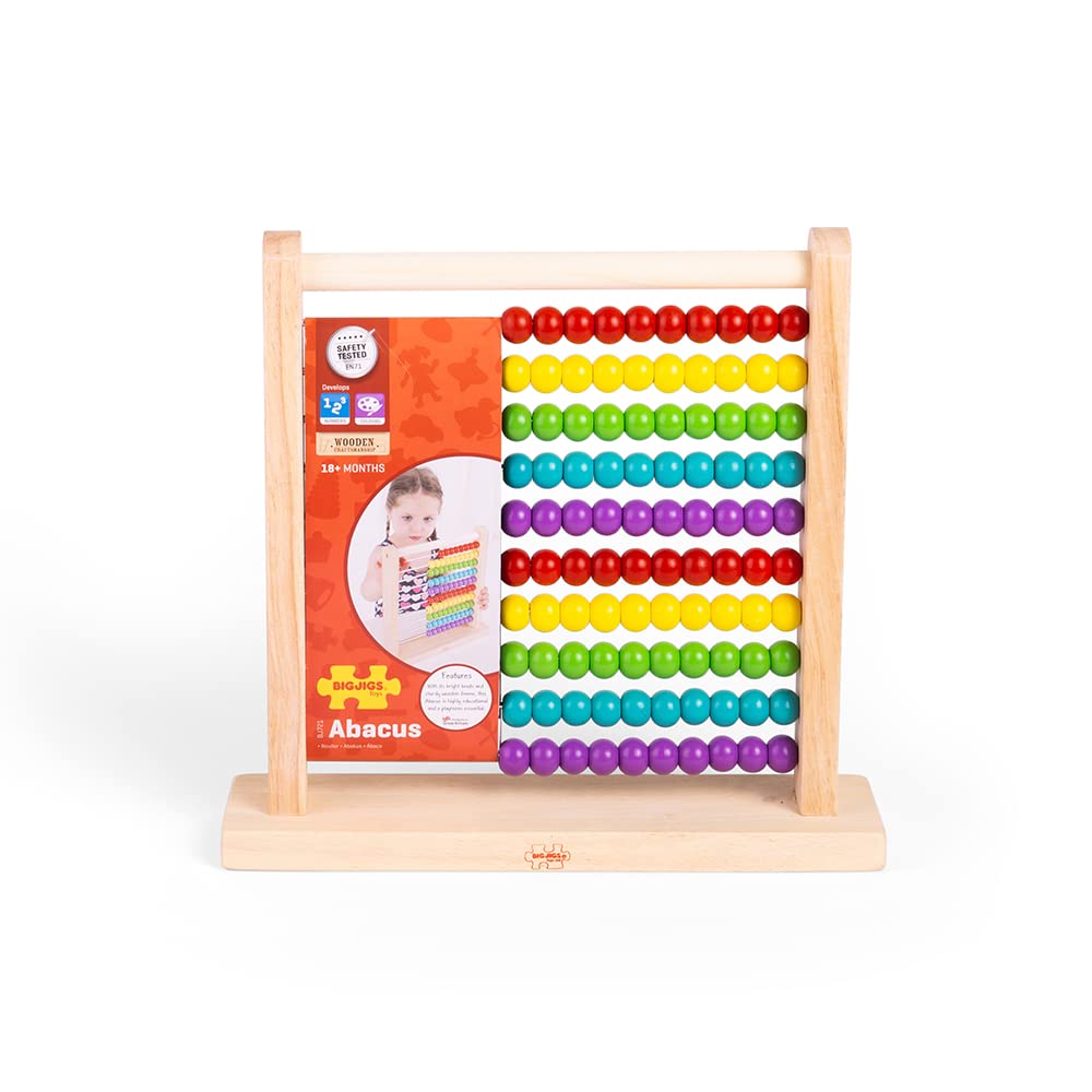 Bigjigs Toys Wooden Abacus - Educational Counting Toy for Toddlers & Kids | Montessori Math Learning Tool | Classic Wooden Number Toy for Early Childhood Development - Perfect for Homeschooling & Classroom Use
