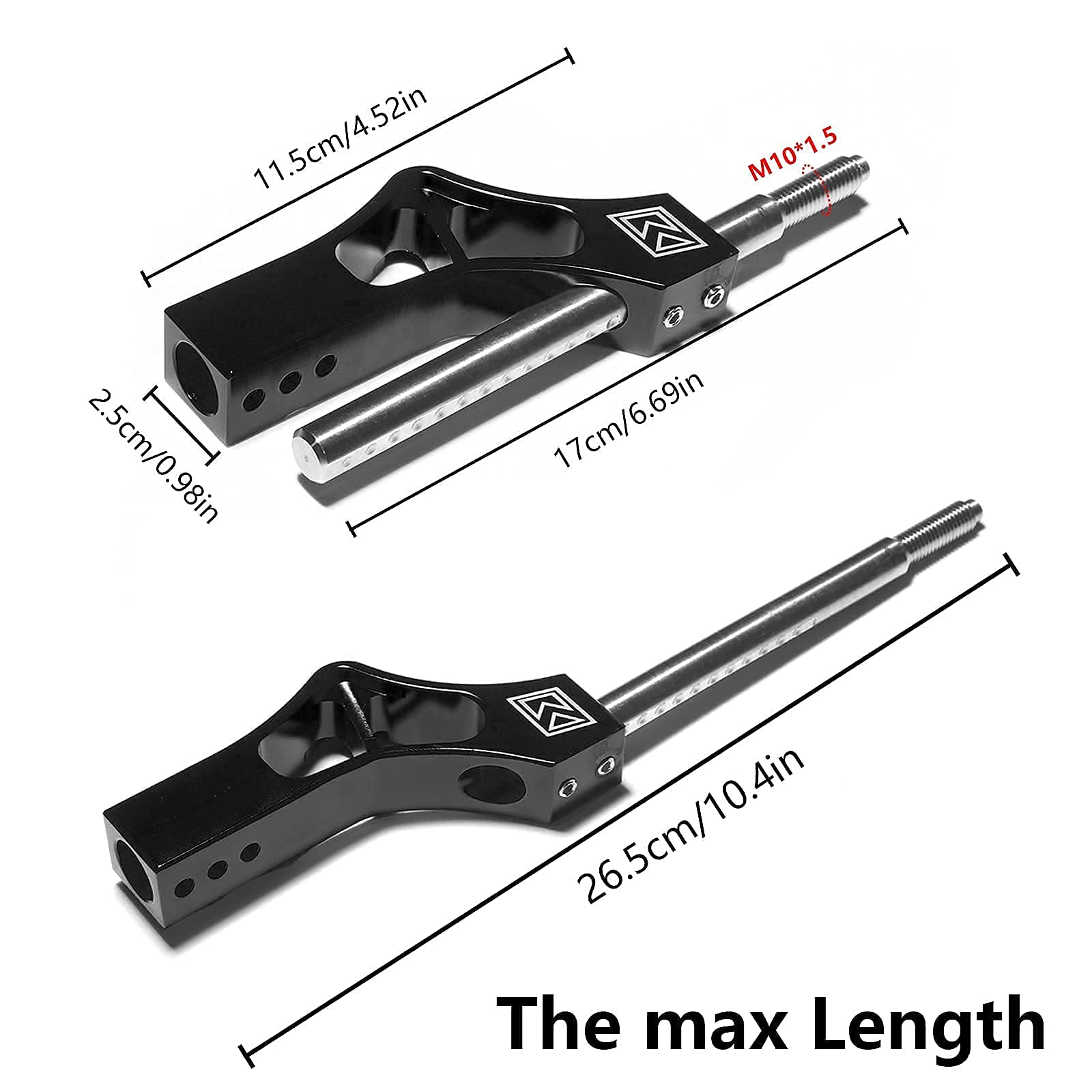 Adjustable Shifter Extender & Adapter M10x1.5 - Black Aluminum Gear Shift Extension for Most Cars - Perfect for Racing, Drifting & Custom Car Modifications