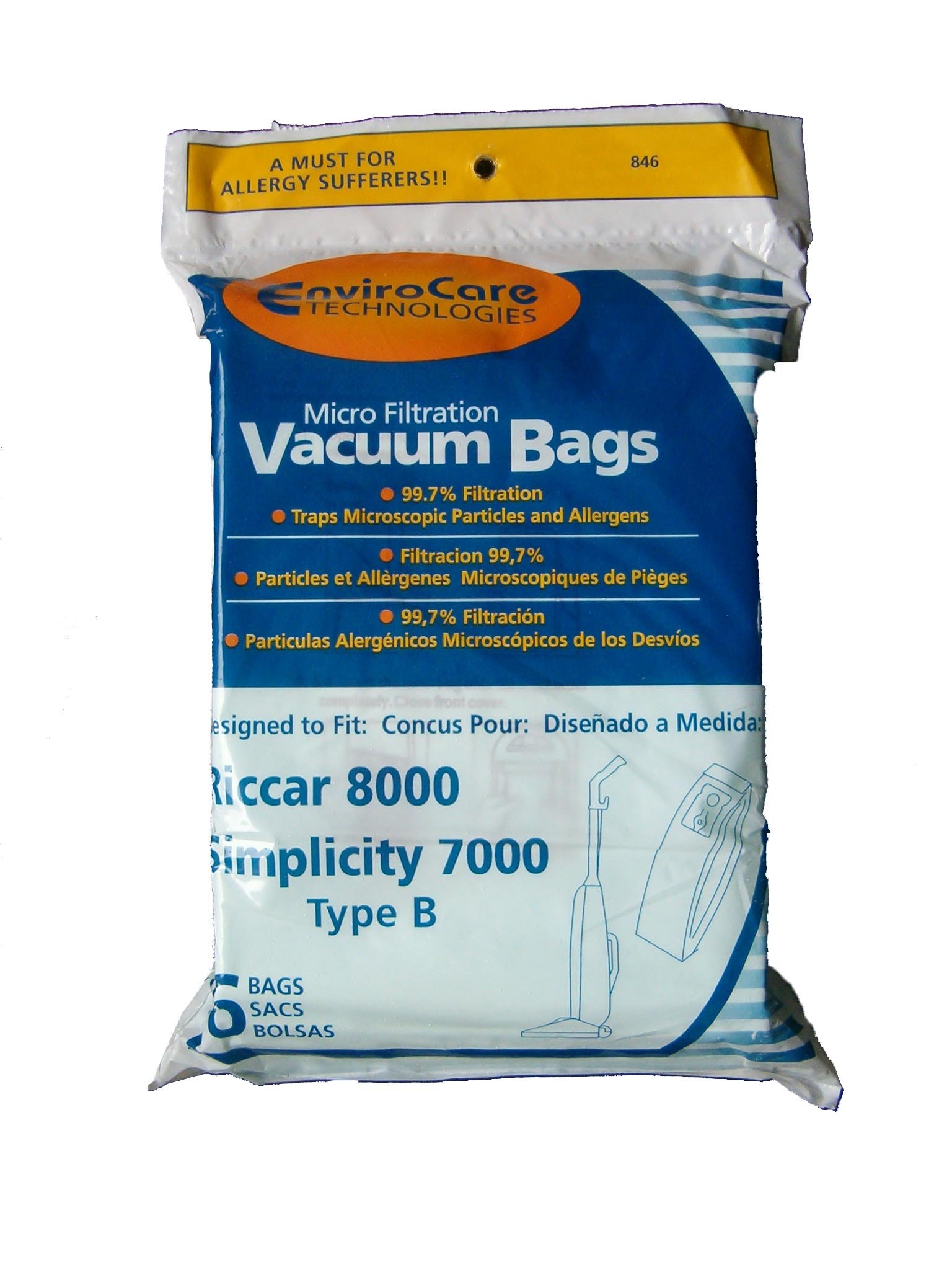 150 Riccar 8000 & Simplicity 7000 Type B Vacuum Bags - Compatible with Upright & Commercial Vacuum Cleaners (8000, 7000, 7200, 7250, 7300, 7350, 7700, 7750, 7900, 7950 Models) - Perfect for Home Cleaning & Office Maintenance