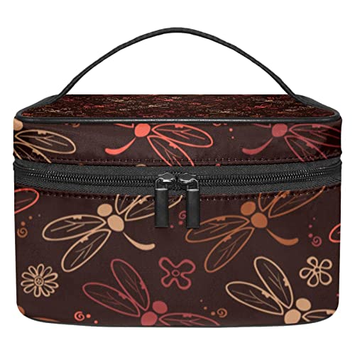 Large Makeup Bag for Women - Travel Cosmetic Organizer with Brush Storage, Waterproof Toiletry Bag (Butterfly Black Pattern) - Perfect for Travel, Gym & Daily Use