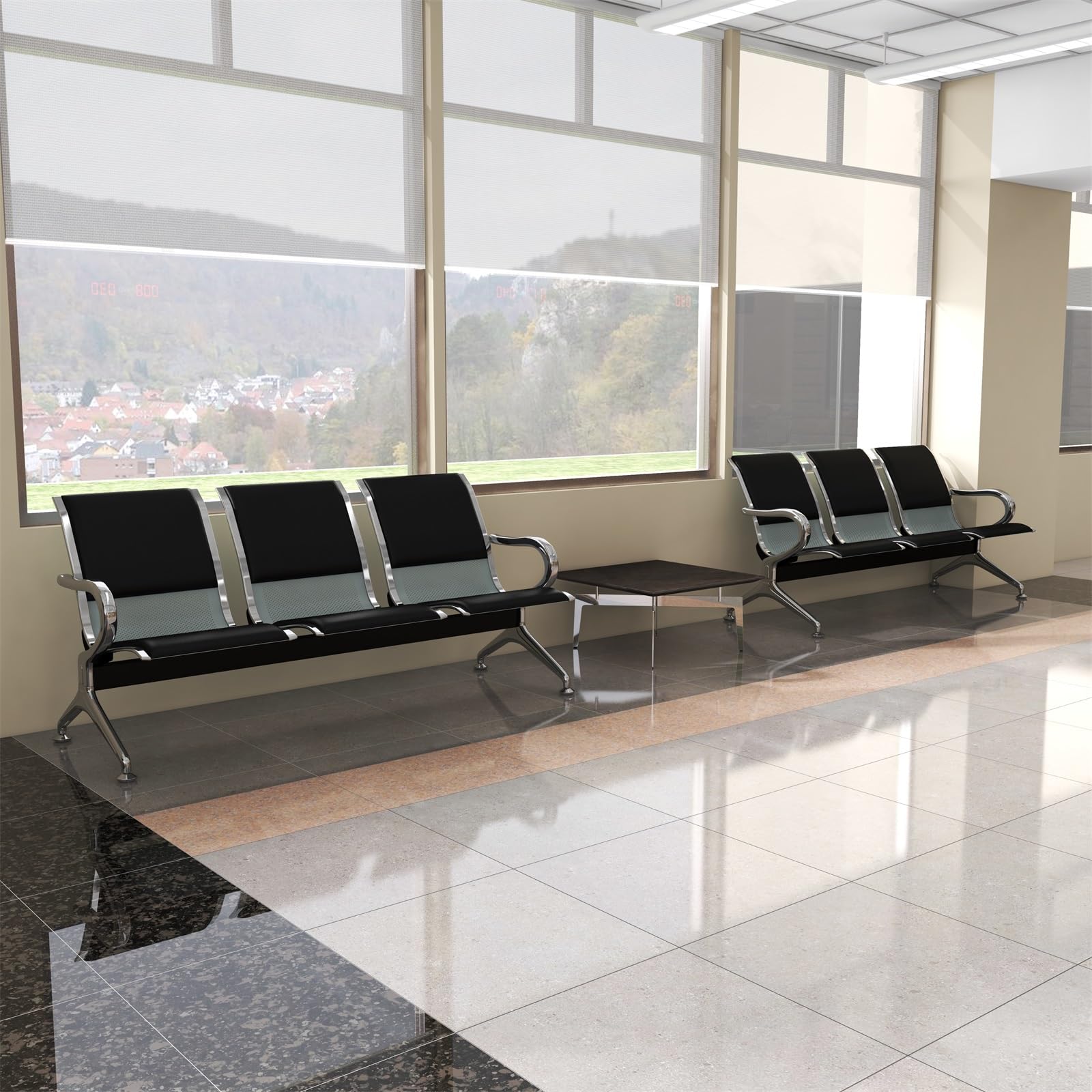 kinbor PU Leather Waiting Bench - Comfortable Seating for Barbershops, Salons, Lobbies - Perfect for Airport, Bank, Hospital Waiting Areas - Durable & Stylish Reception Chairs