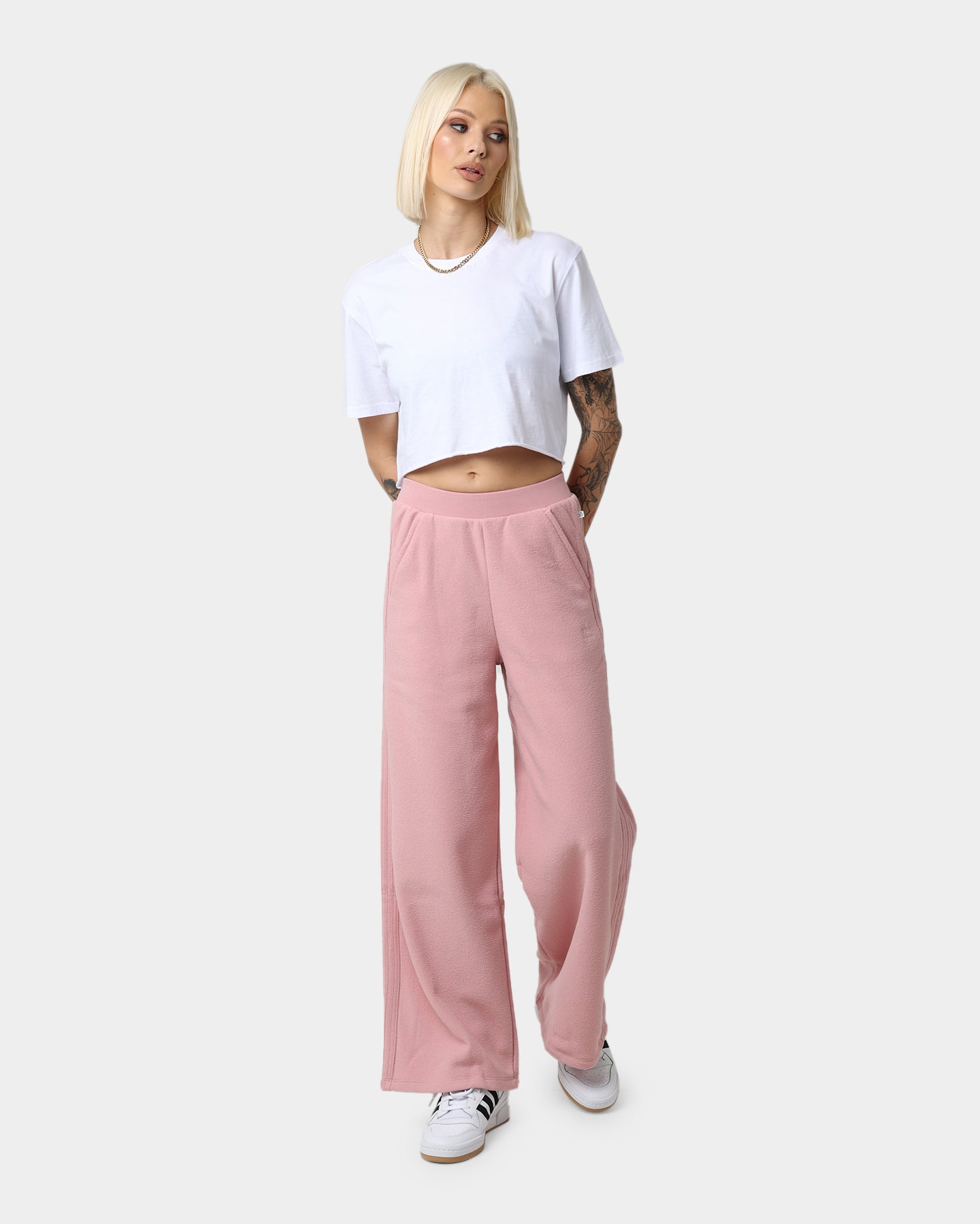 Adidas Women's Wide Leg Lounge Pants - Wonder Mauve Color, Comfortable Athletic Joggers for Yoga, Running & Casual Wear