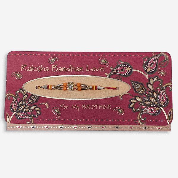 Best Wishes Greeting Card with Rakhi & Tika Set - Perfect for Raksha Bandhan, Diwali, and Hindu Festivals (English Version)