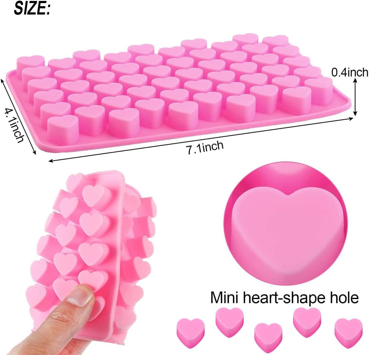 LEGACYCART 55-Cavity Silicone Heart Mold for Baking, Ice Cubes, Candy & Chocolate - Perfect for Valentine's Day Treats, DIY Gummy Bears, Cake Decorating & Party Desserts