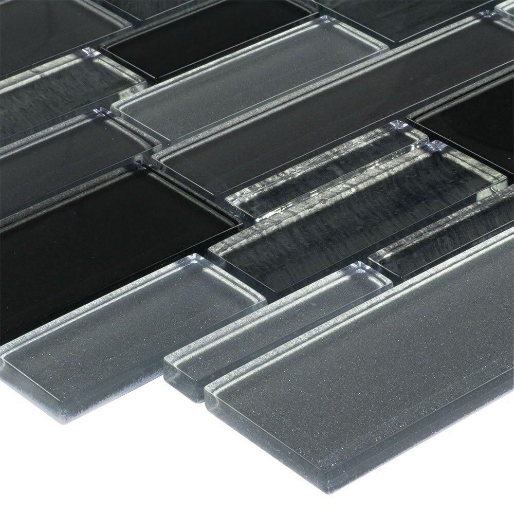 Premium Glass Mosaic Wall Tile - Onyx Graphite Finish for Kitchen Backsplash & Bathroom Decor | Waterproof & Durable Home Improvement Solution