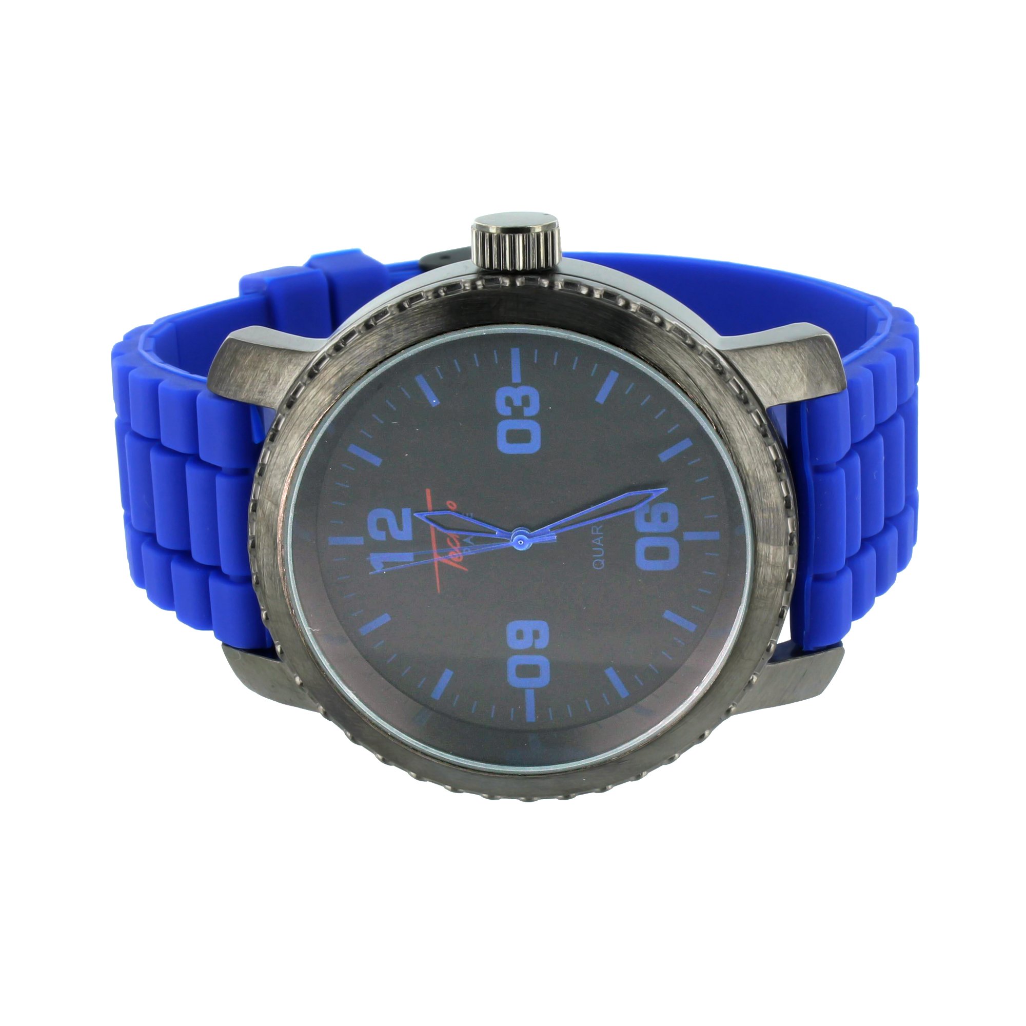 Joe Rodeo JoJo Men's Watch - Black Dial, Blue Silicone Strap for Casual & Sporty Look