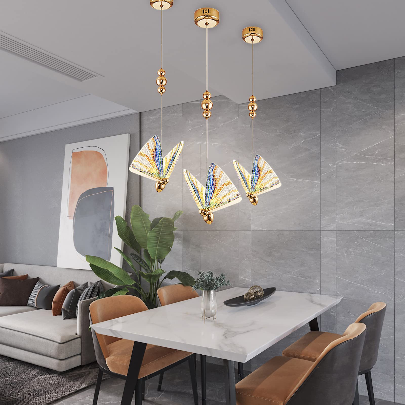 Nordic Butterfly Chandelier LED Pendant Light - Modern Ceiling Lamp for Living Room, Dining Room, Cafe, Bar & Staircase Decor - Elegant Lighting Fixture for Home, Restaurant & Commercial Spaces (Size S)