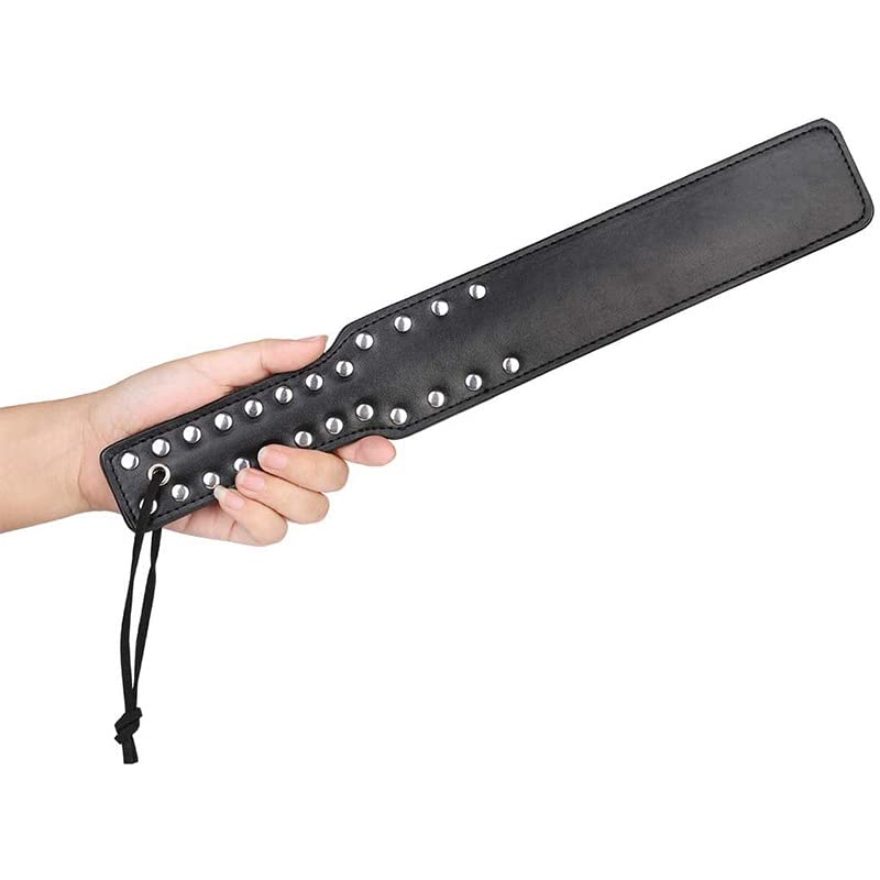 Leather BDSM Spanking Paddle with Rivets - Adult Sex Toy for Couples, Sensual Spanking & Role Play - Perfect for Bedroom Fun, Dominance Scenes & Intimate Couples Play - Great for BDSM Lovers, Spanking Enthusiasts & Sensual Exploration