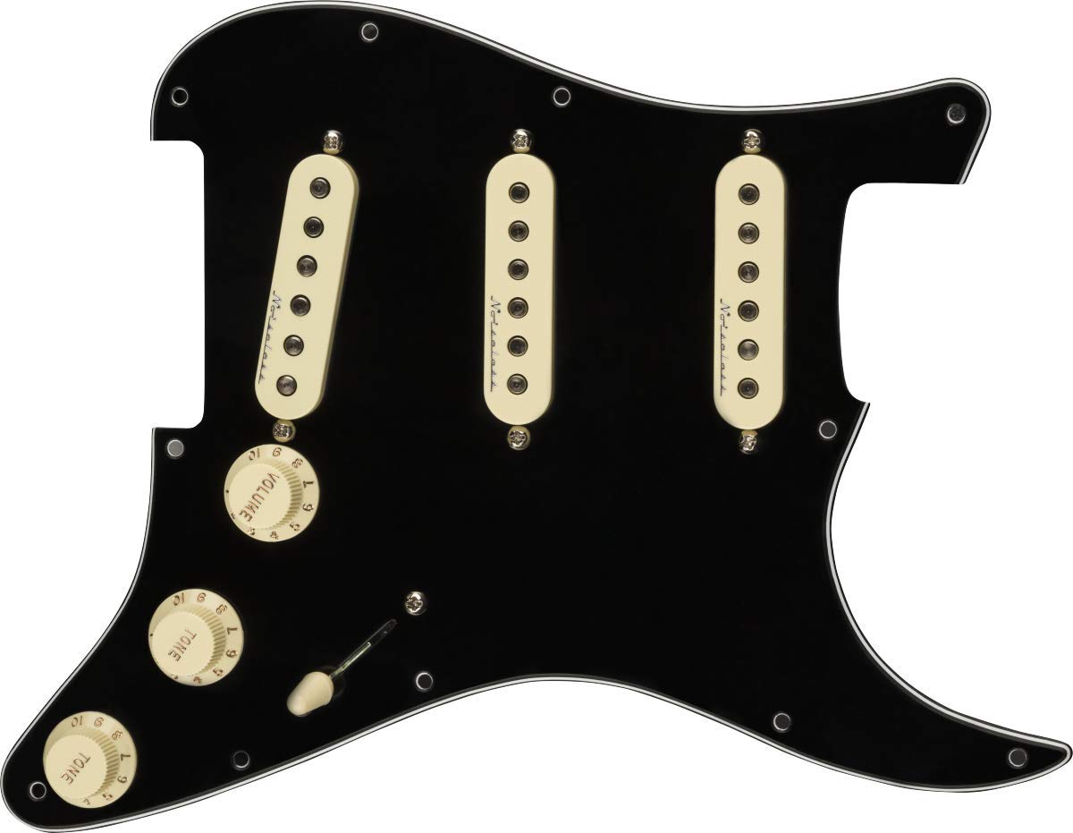 Fender Hot Noiseless Prewired Stratocaster Pickguard - 3-Ply Black | Premium Guitar Upgrade for Rock & Blues Performances