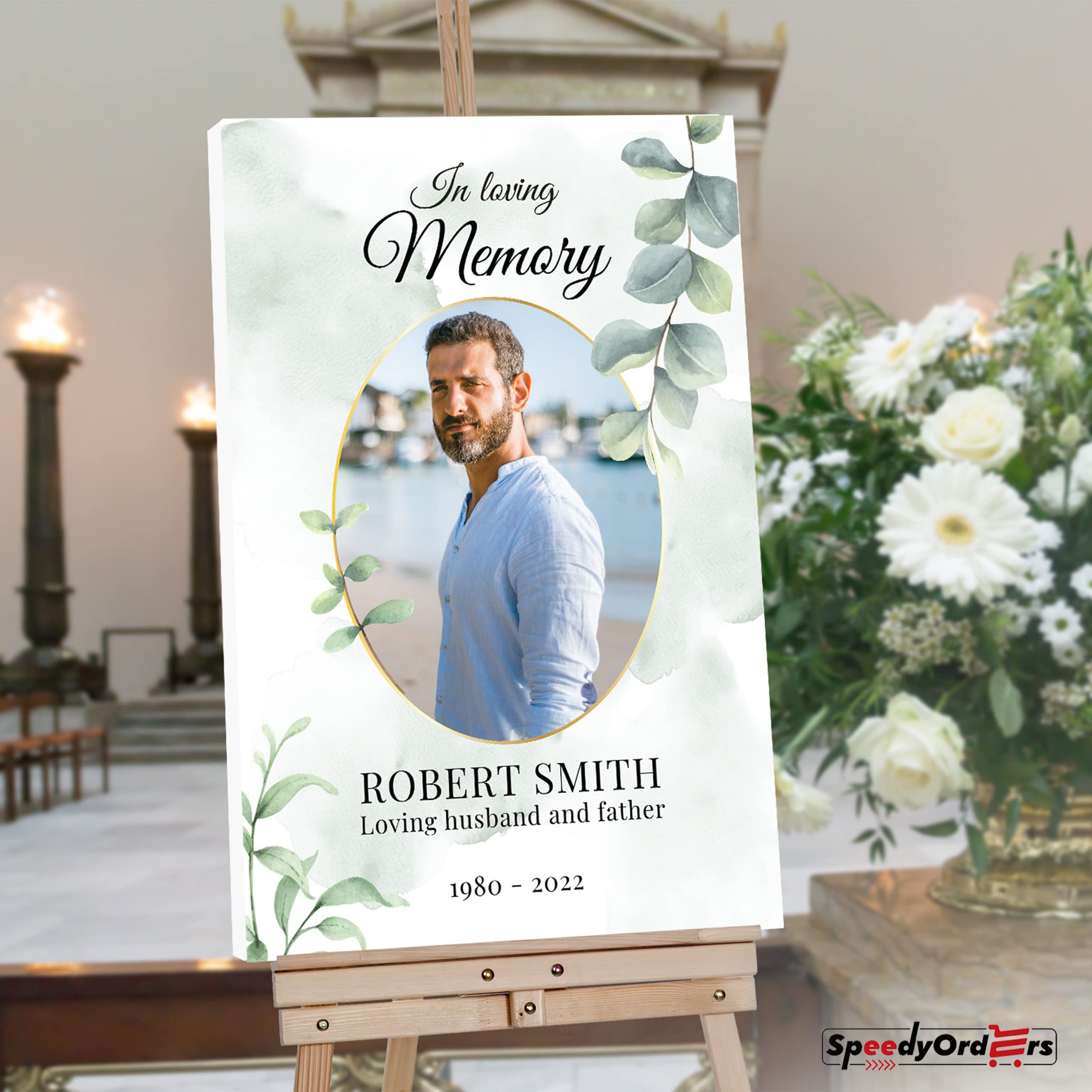 Personalized In Loving Memory Funeral Sign with Photo - Custom Celebration of Life Memorial Sign - PVC Board Memorial Decor for Funeral Service, Wake & Home Remembrance