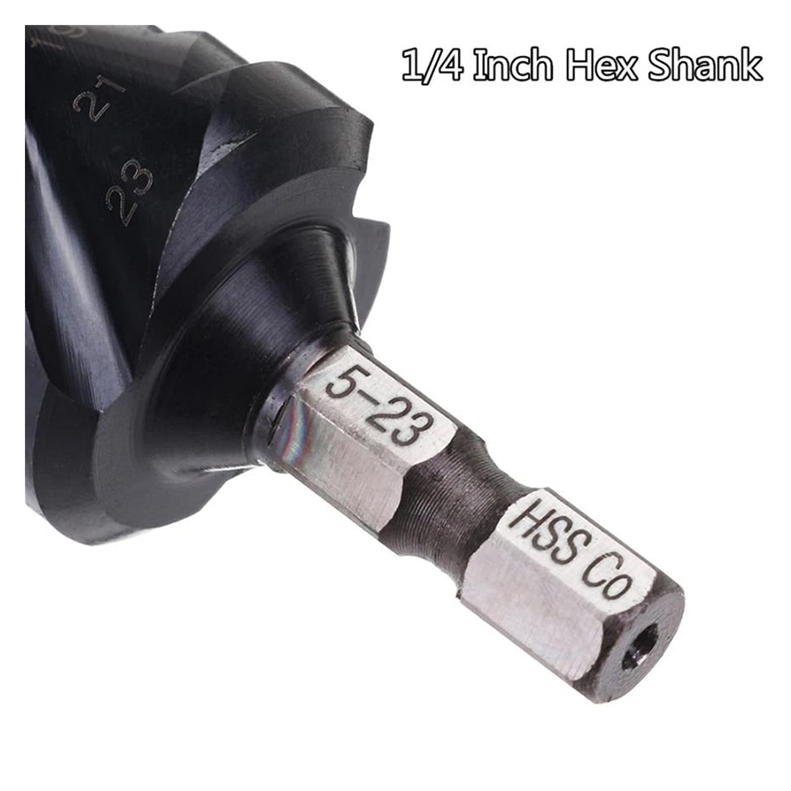Upgraded 3-Edge Titanium Aluminum Nitride (TiAlN) Coated Step Drill Bit Set - HRC89 Hardness M35 Cobalt Steel with 1/4