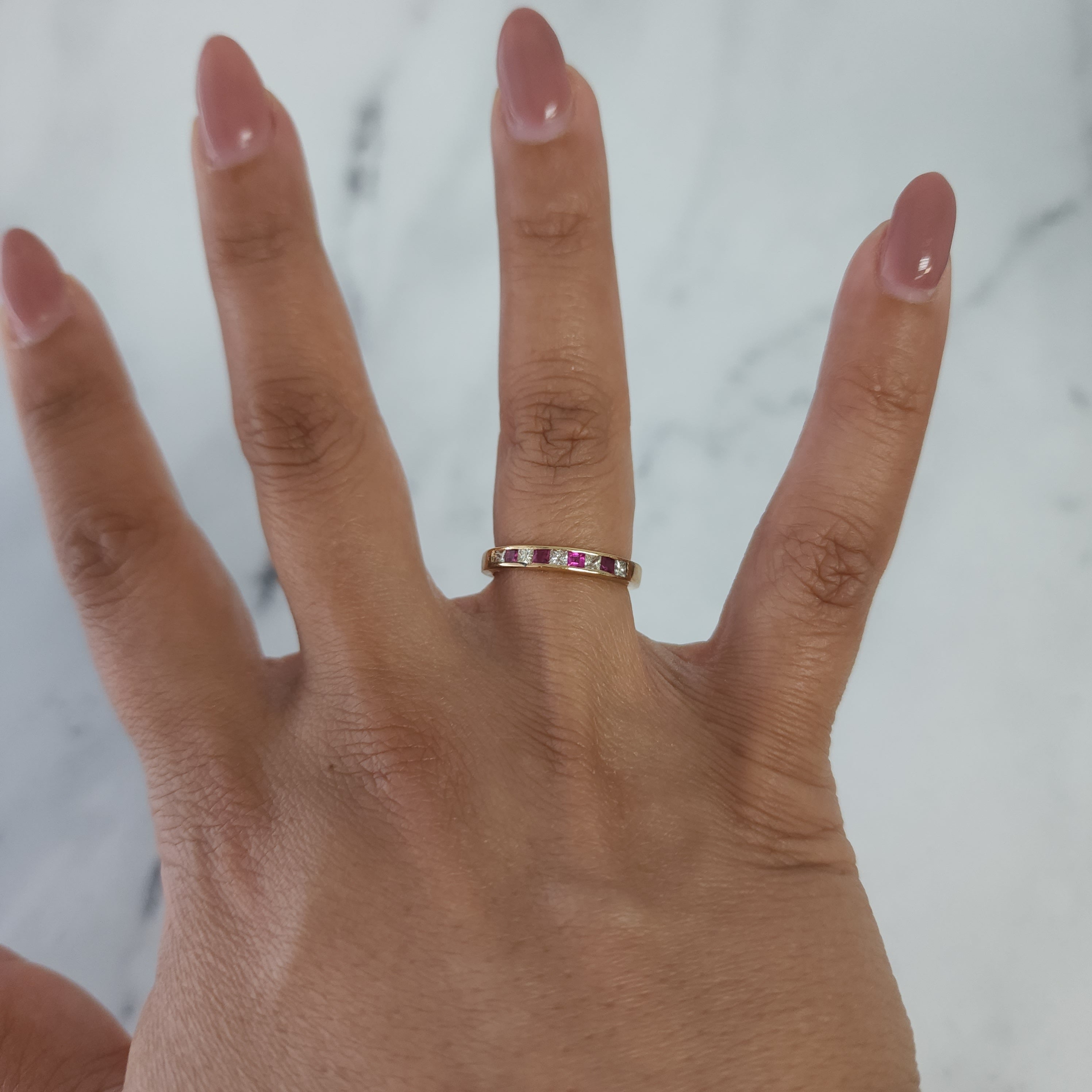 14K Yellow Gold Diamond & Ruby Wedding Band - 0.50cttw Elegant Bridal Ring for Women, Perfect for Anniversaries, Engagements & Special Occasions