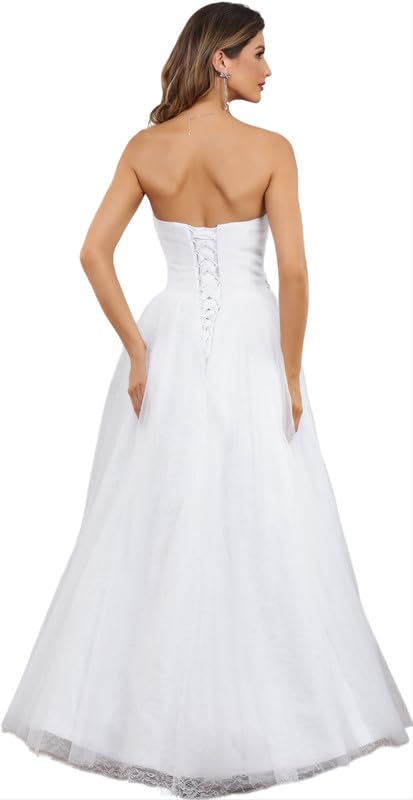 Elegant Lace Wedding Dress for Bride - Tulle Bridal Gown with Long Sleeves & Train | Perfect for Church Ceremony, Beach Wedding, and Romantic Photoshoots